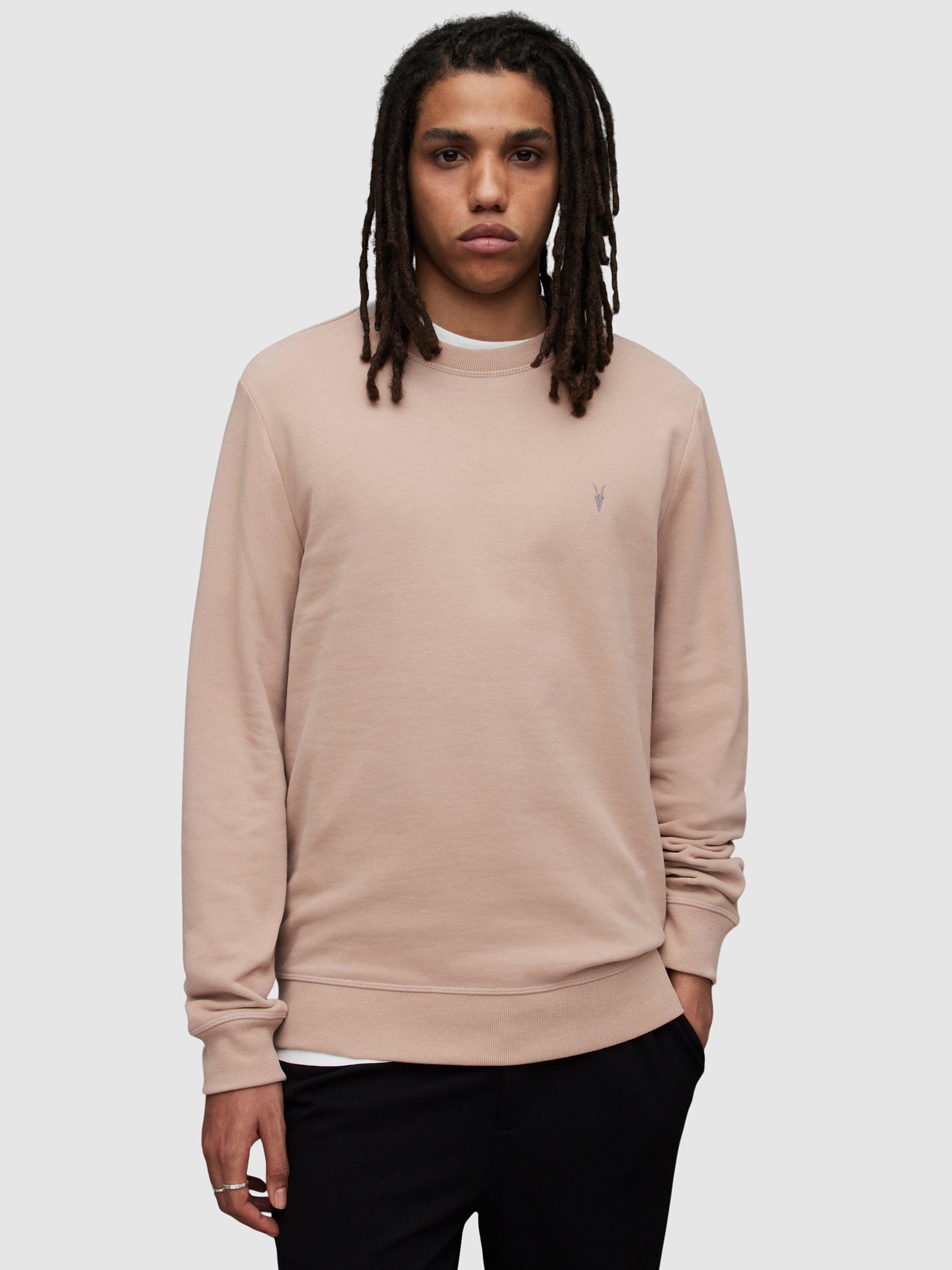 AllSaints Raven Crew Neck Sweatshirt, Pale Rose Pink