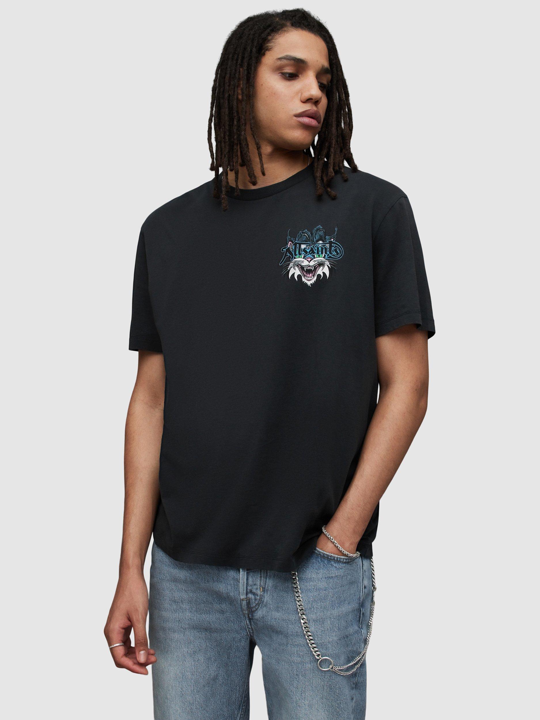 AllSaints Tomkat Crew Neck Cotton T-Shirt, Washed Black