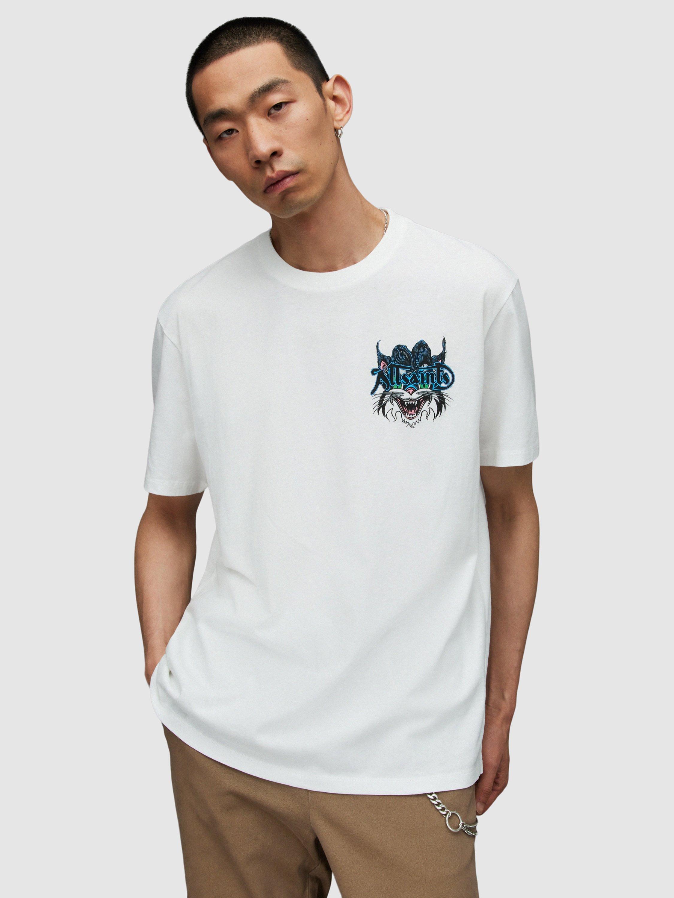 AllSaints Tomkat Crew Neck Cotton T-Shirt, Optic White