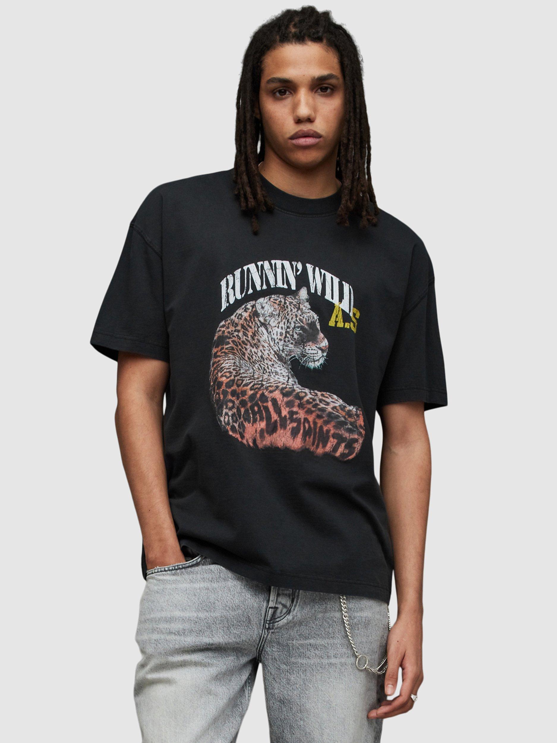AllSaints Species Tiger Print T-Shirt, Washed Black