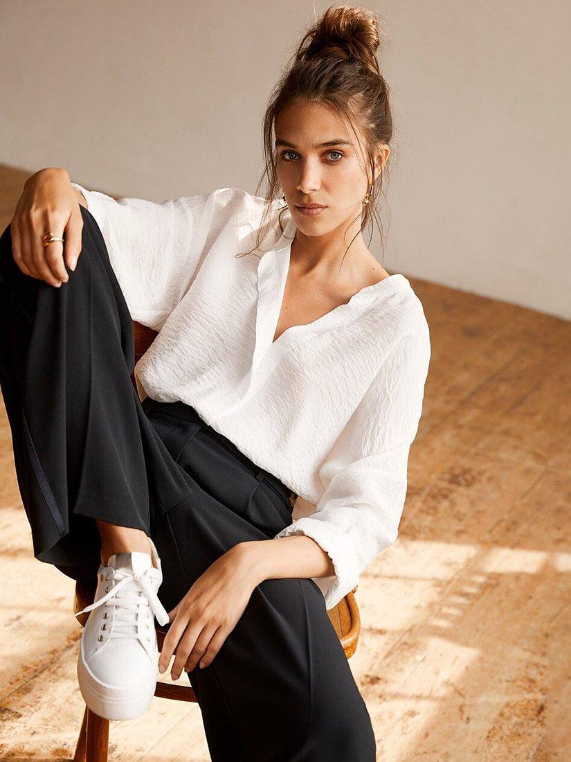 Product image 1 of 6, which shows Mint Velvet Oversized Longline Shirt, Ivory, L