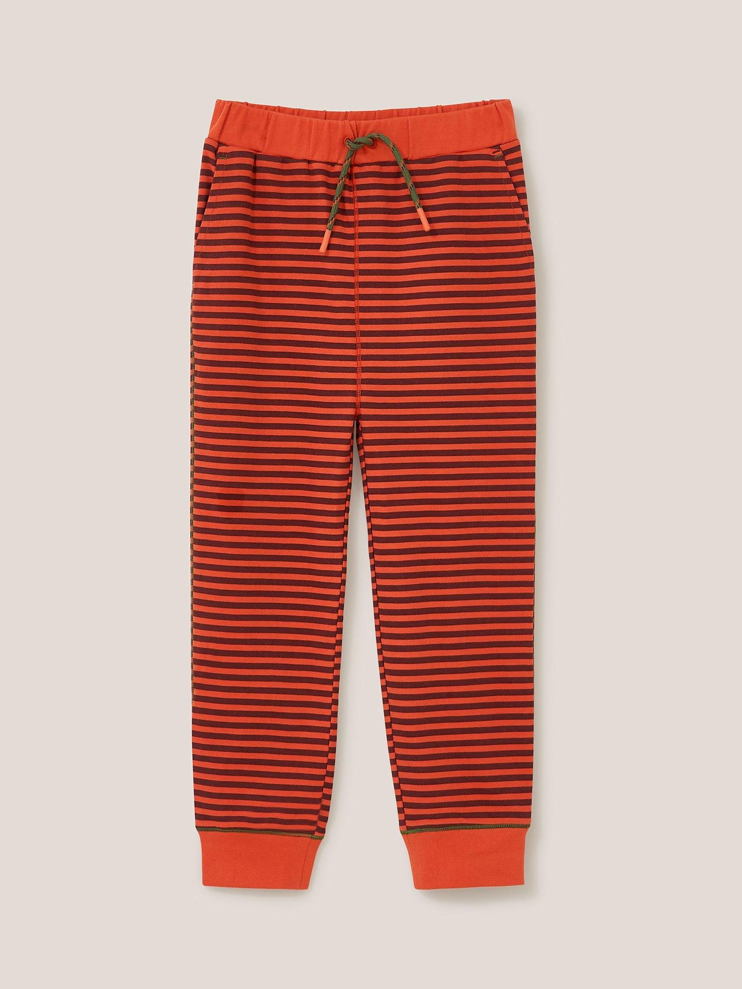 White Stuff Kids' Frankie Striped Joggers, Red/Multi