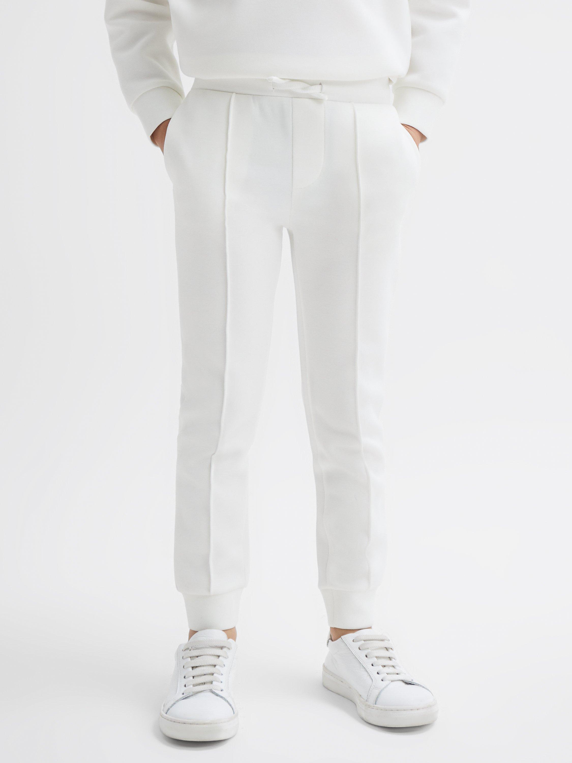 Reiss Kids' Premier Interlock Drawstring Trousers, White