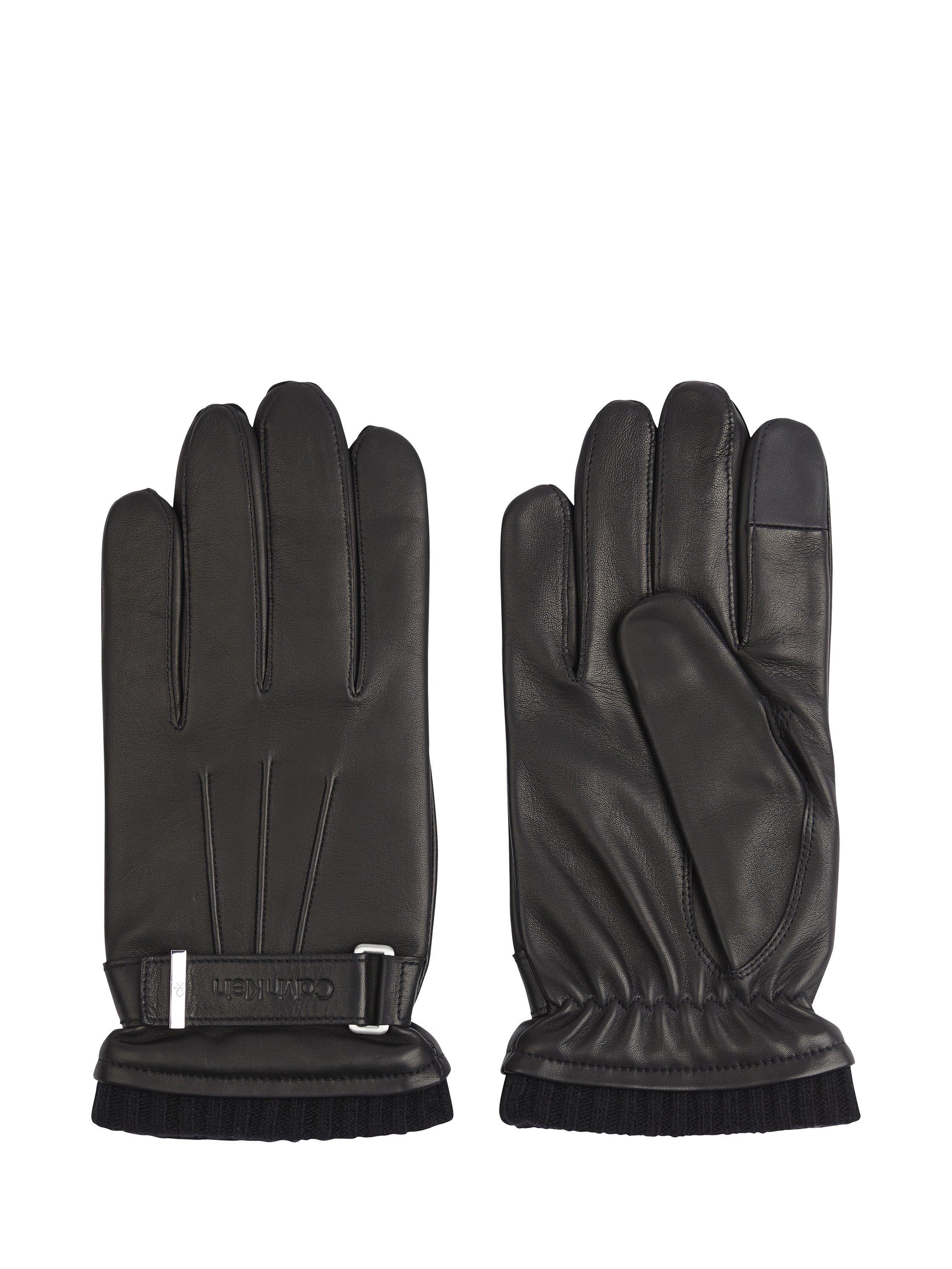 Calvin Klein Rivet Leather Gloves, Black