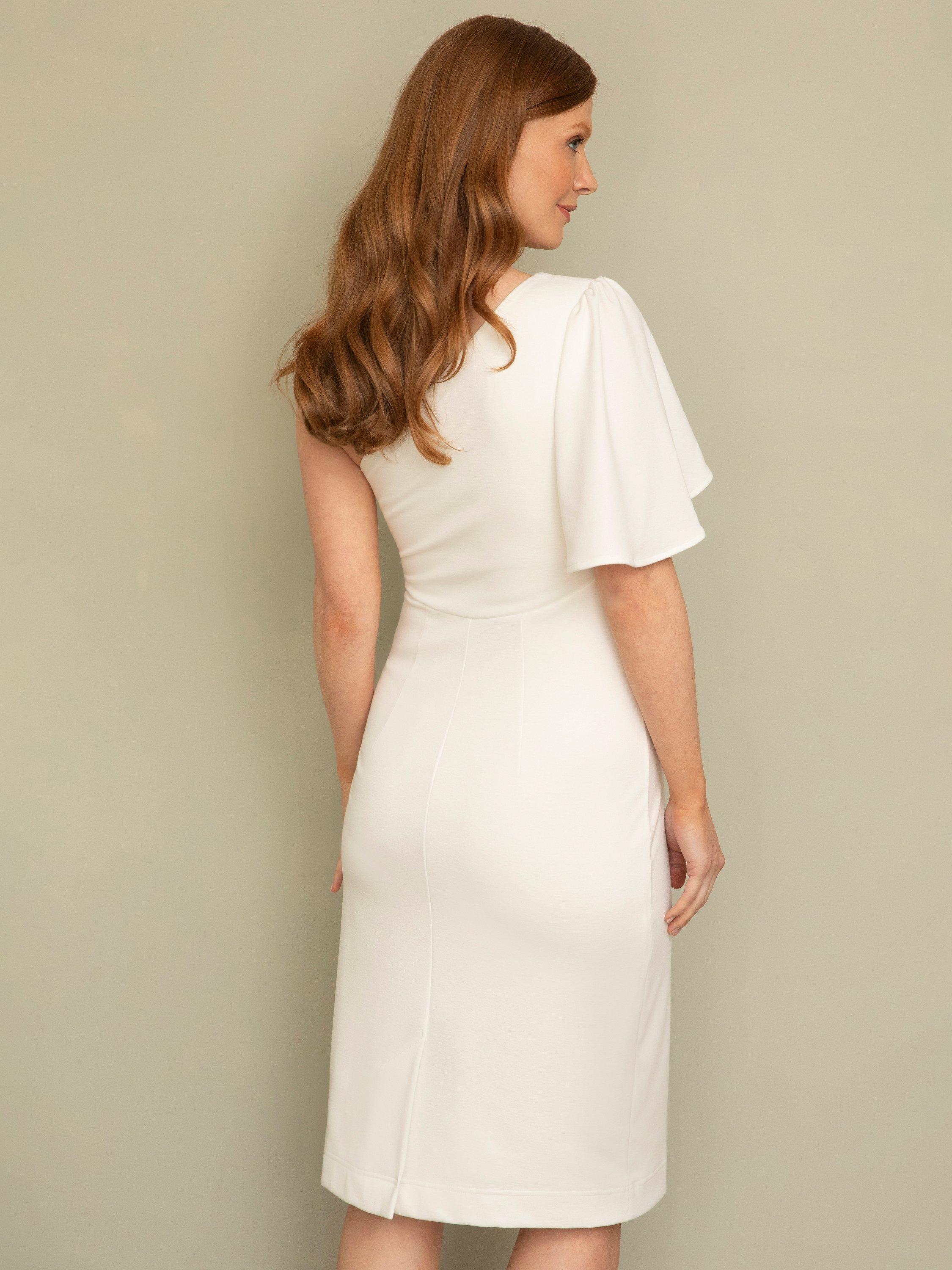 Product image 7 of 7, which shows Tiffany Rose  Taylor One Shoulder Maternity Dress, Ivory, 16-18