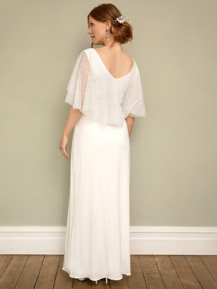 Tiffany Rose Vintage Cape Maternity Wedding Dress, Ivory - view 2, Ivory