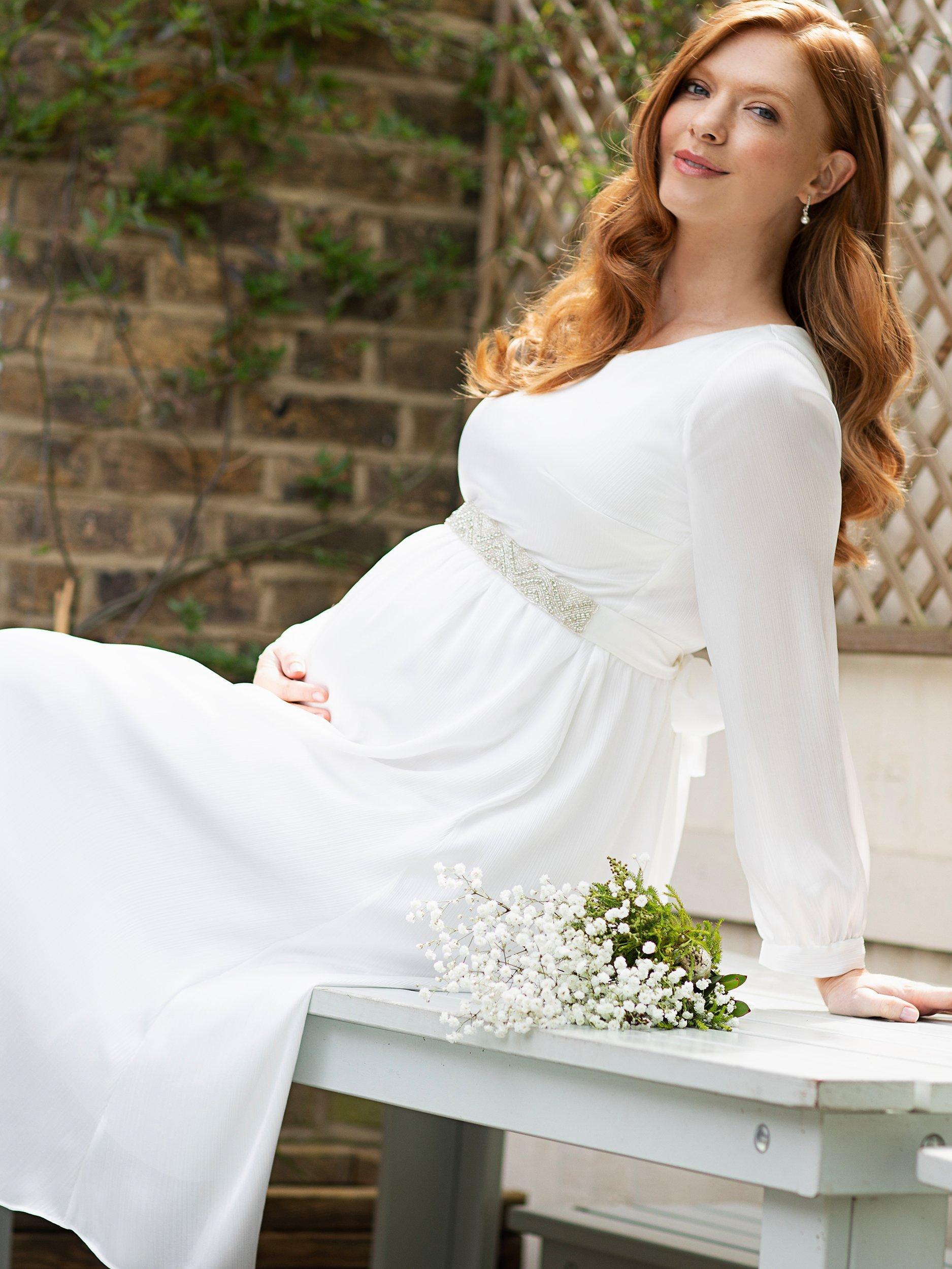 Product image 2 of 8, which shows Tiffany Rose Aurora Maternity Wedding Dress, Ivory, 12-14