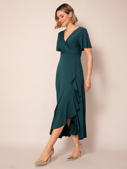Tiffany Rose Waterfall Maternity Midi Dress - view 2, Deep Green