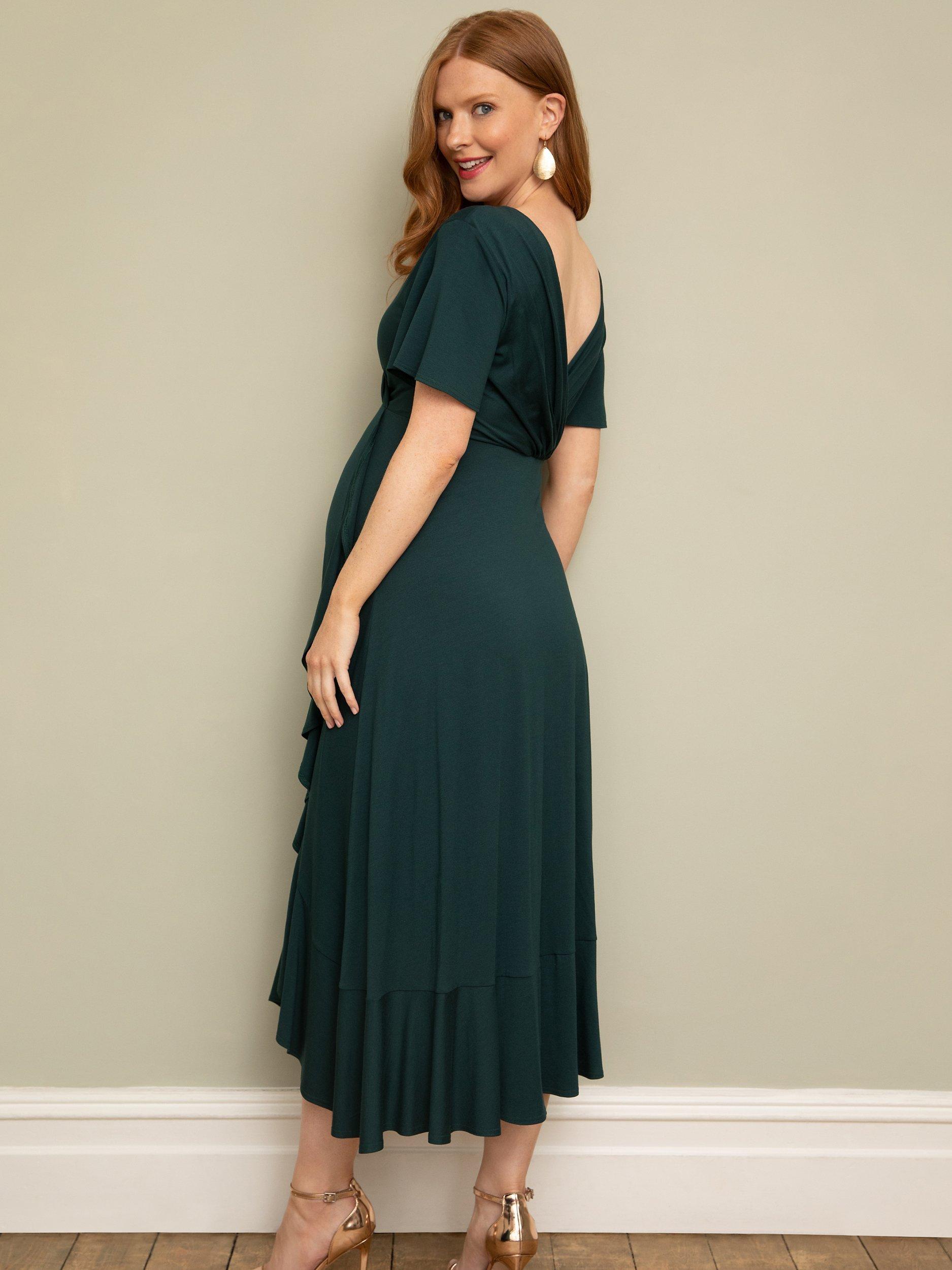 Product image 5 of 9, which shows Tiffany Rose Waterfall Maternity Midi Dress, Deep Green, 10-12