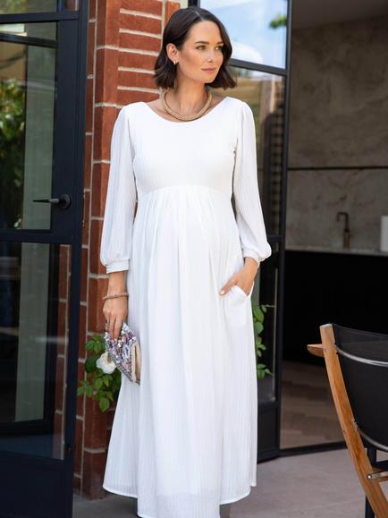 Tiffany Rose Maternity Isla Maternity Ribbed Jersey Dress, Ivory
