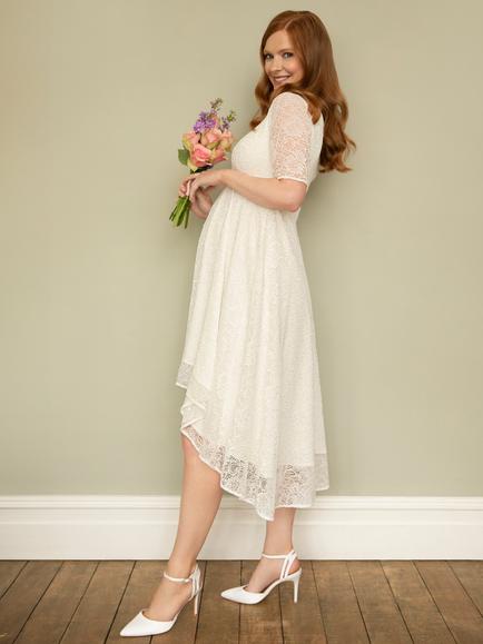 Tiffany Rose Hailey Asymmetric Maternity Dress, Ivory - view 2, Ivory