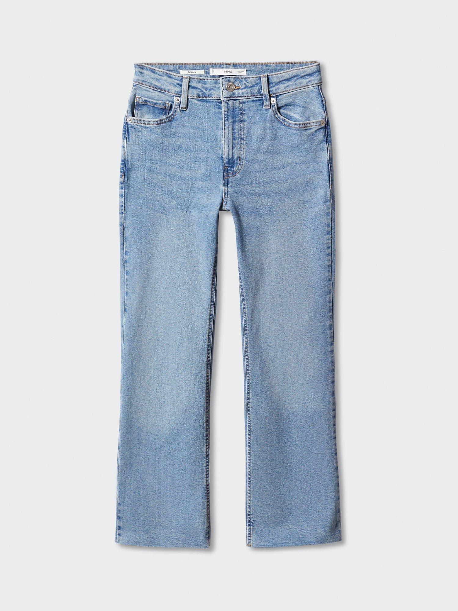Product image 3 of 8, which shows Mango Sienna Crop Flared Jeans, Blue, 4