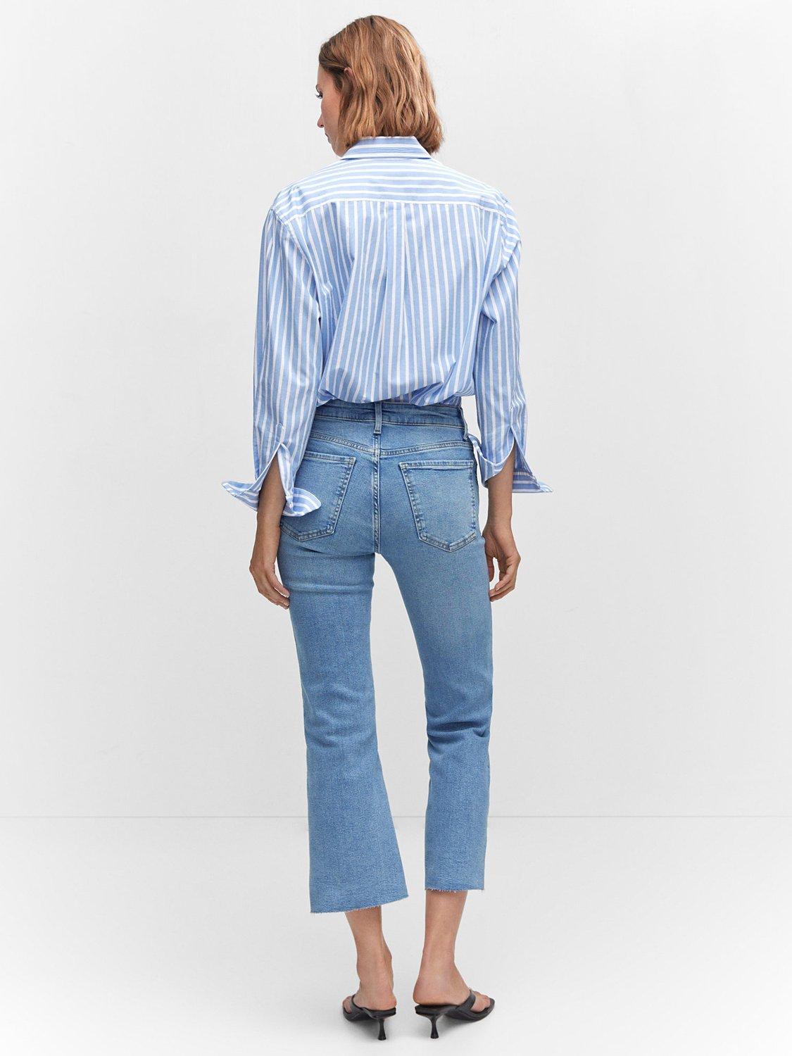 Product image 4 of 8, which shows Mango Sienna Crop Flared Jeans, Blue, 4