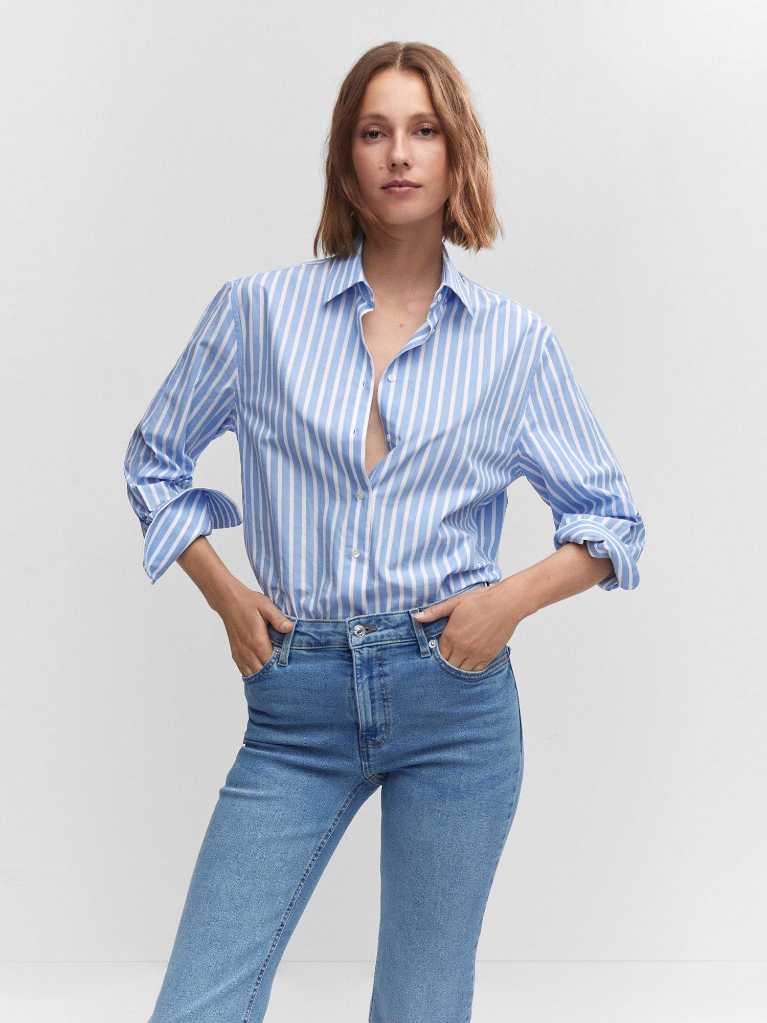 Product image 5 of 8, which shows Mango Sienna Crop Flared Jeans, Blue, 4