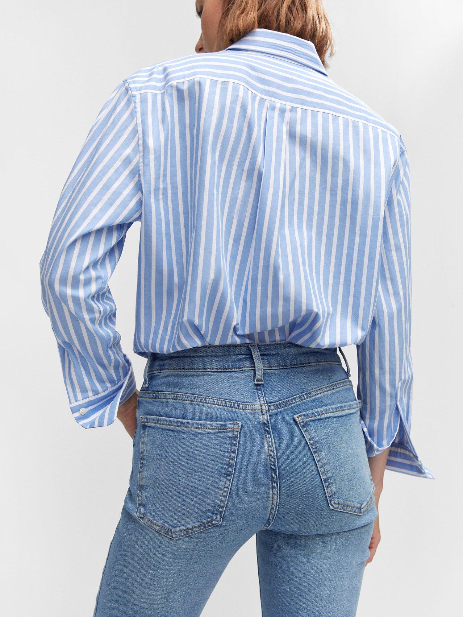 Product image 6 of 8, which shows Mango Sienna Crop Flared Jeans, Blue, 4
