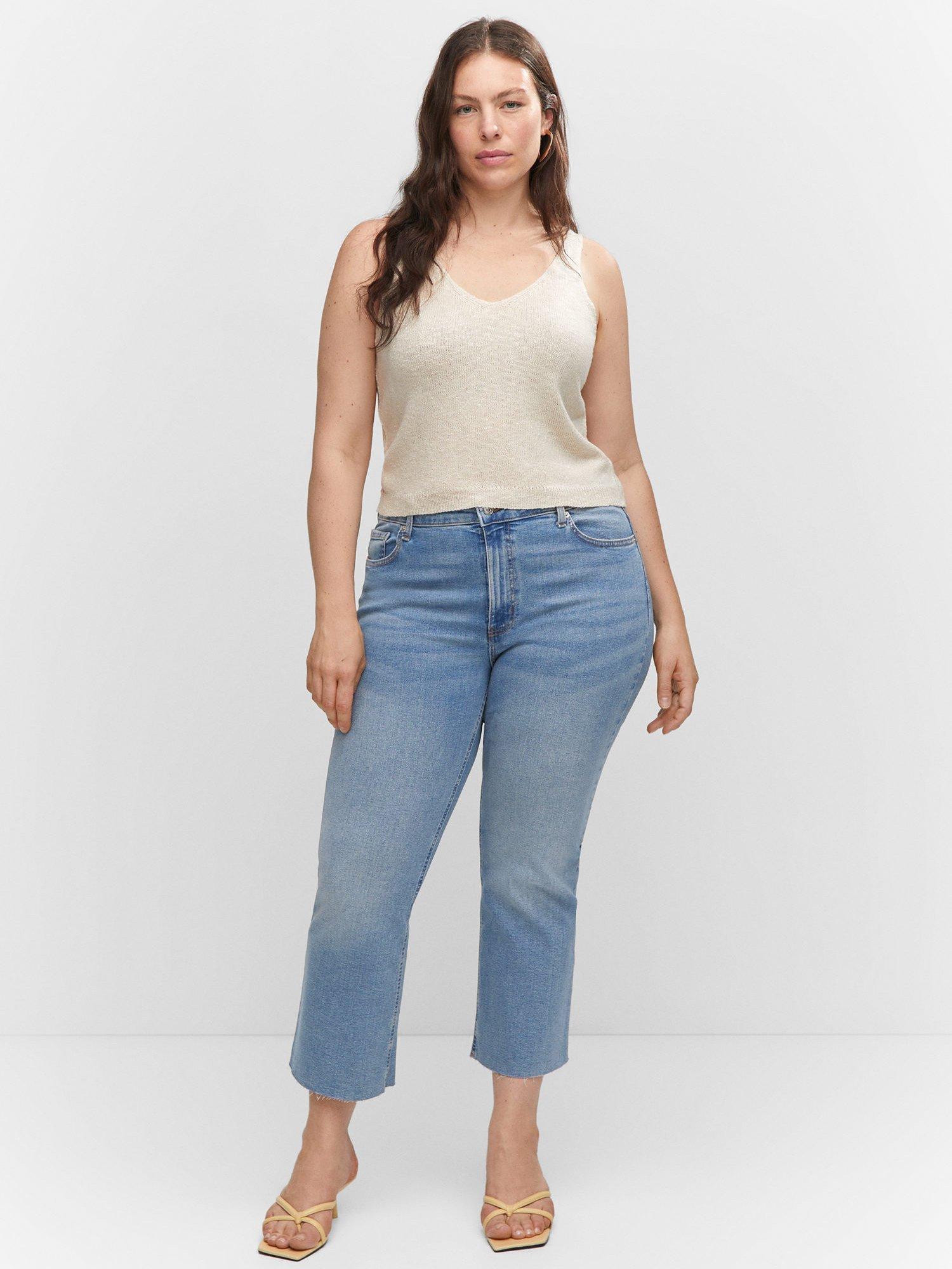 Product image 7 of 8, which shows Mango Sienna Crop Flared Jeans, Blue, 4