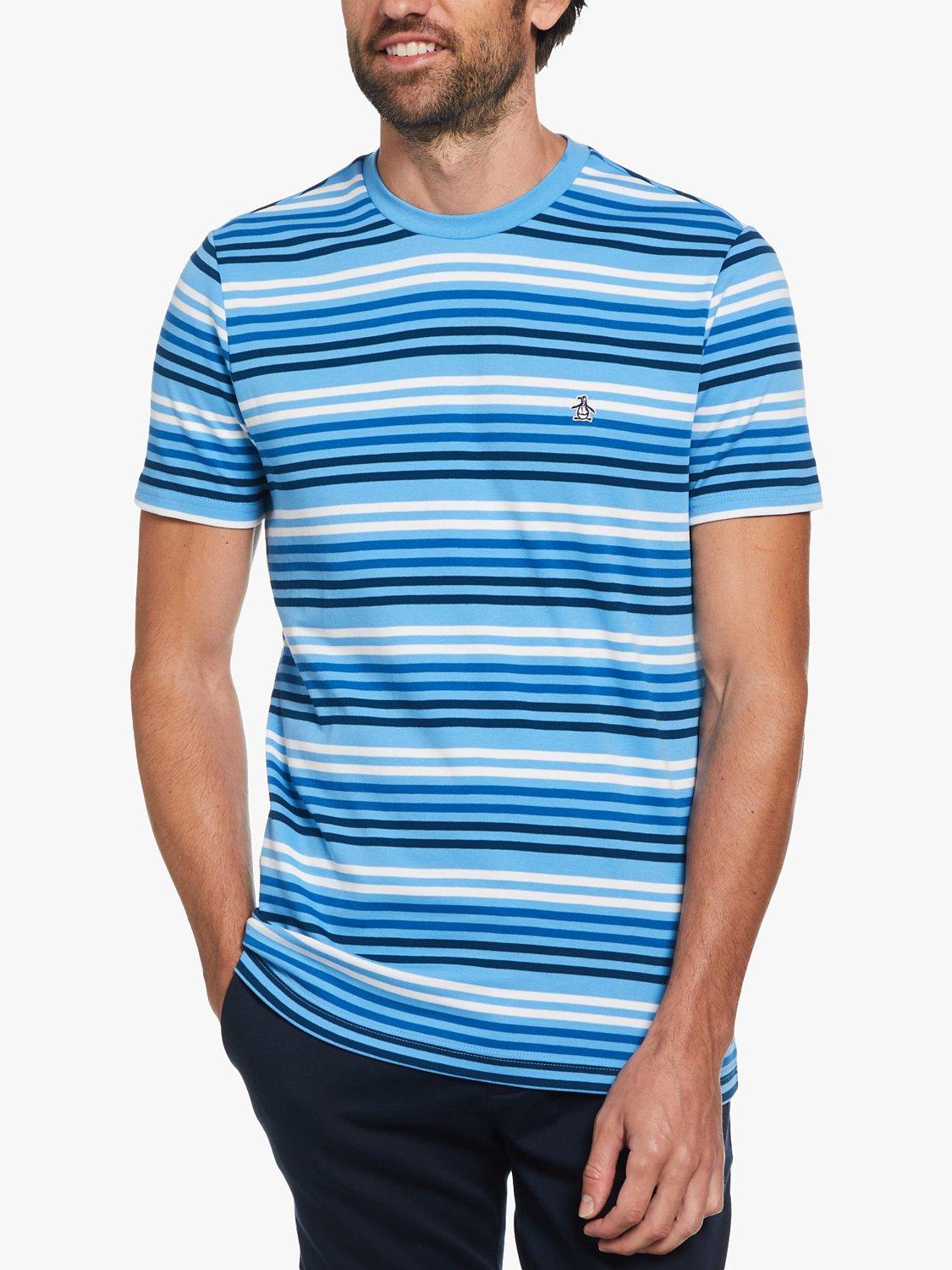 Original Penguin Engineers Stripe T-Shirt, Azure Blue