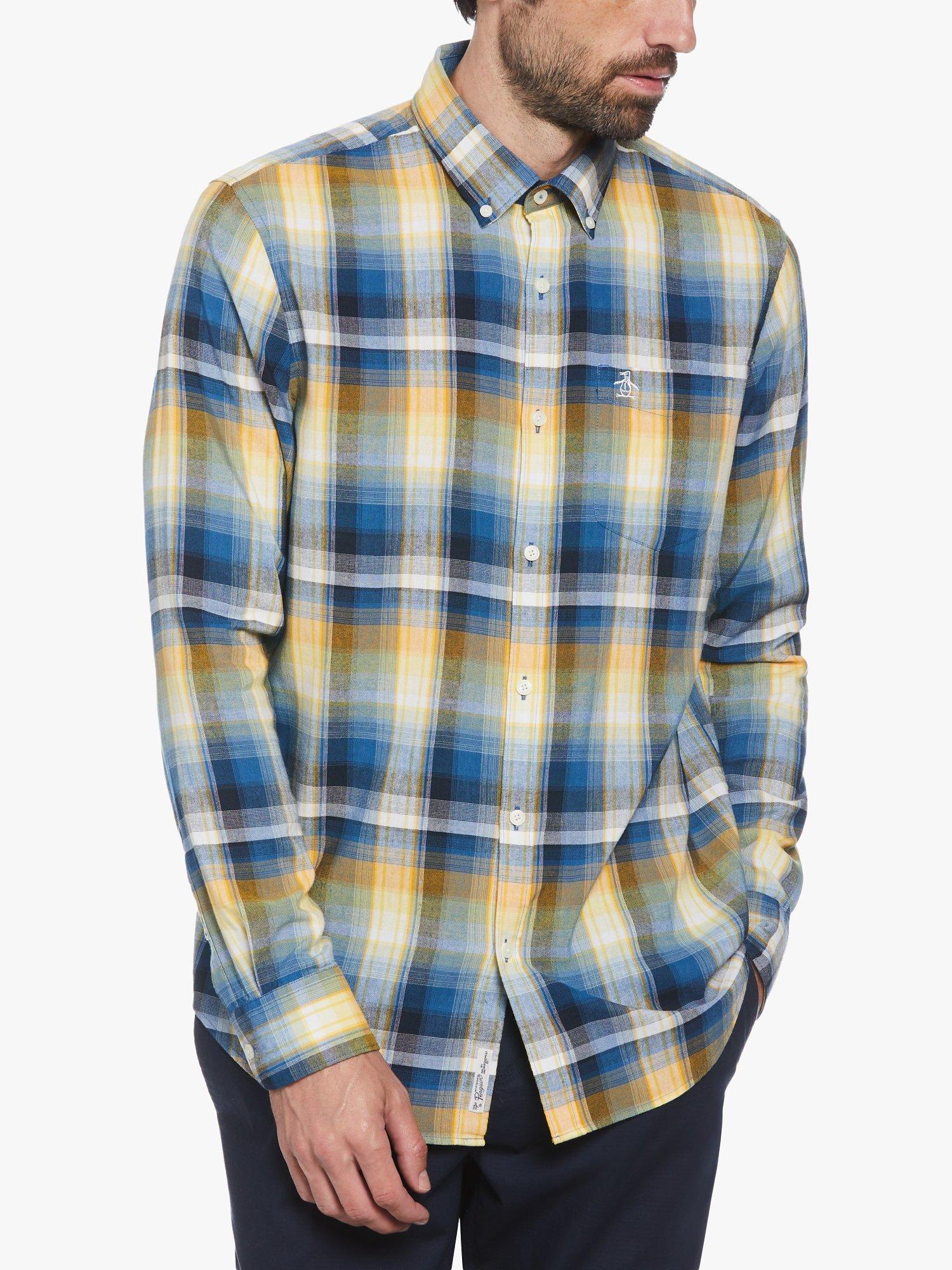 Original Penguin Plaid Long Sleeve Shirt, Dark Blue