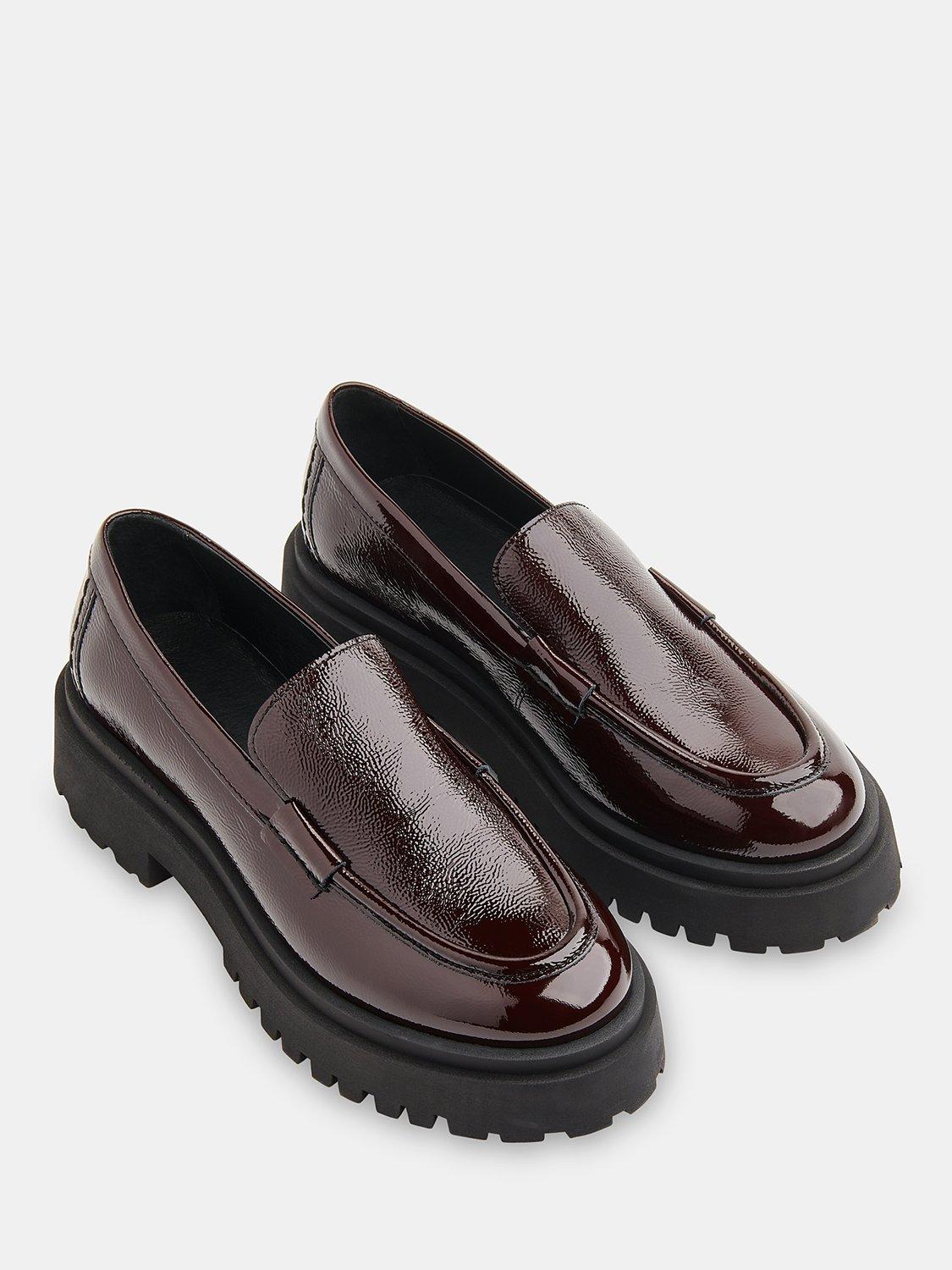 Product image 2 of 3, which shows Whistles Aerton Leather Chunky Loafers, Burgundy, 3