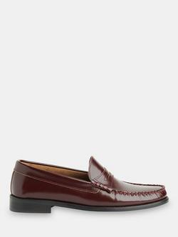 Whistles Manny Slim Leather Loafers. Burgundy, Burgundy