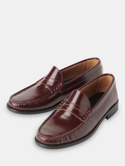 Whistles Manny Slim Leather Loafers. Burgundy - view 2, Burgundy
