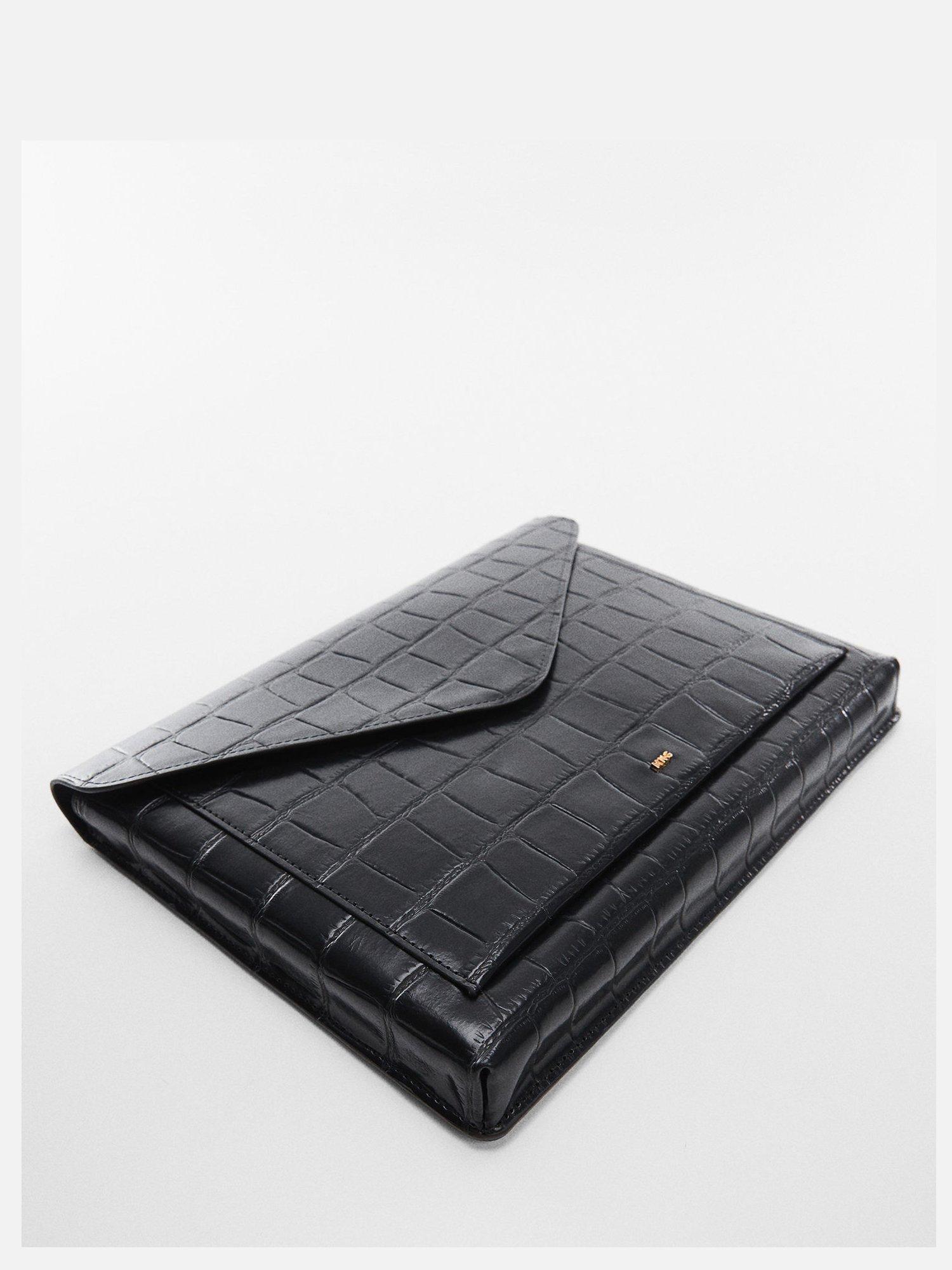 Mango Agnes Croc Effect Laptop Sleeve, Black