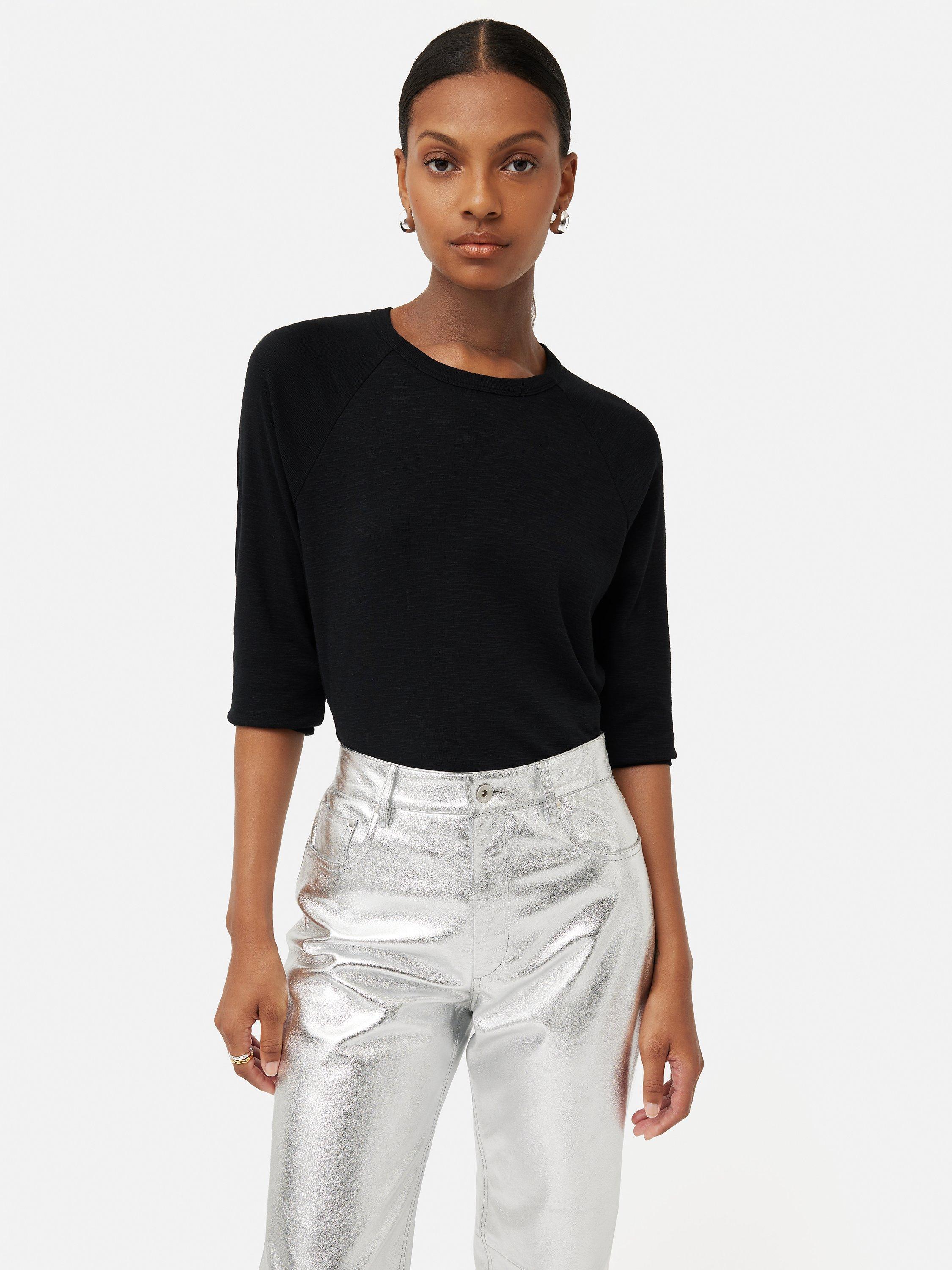 Jigsaw Cotton Luxe Raglan Sleeve Top