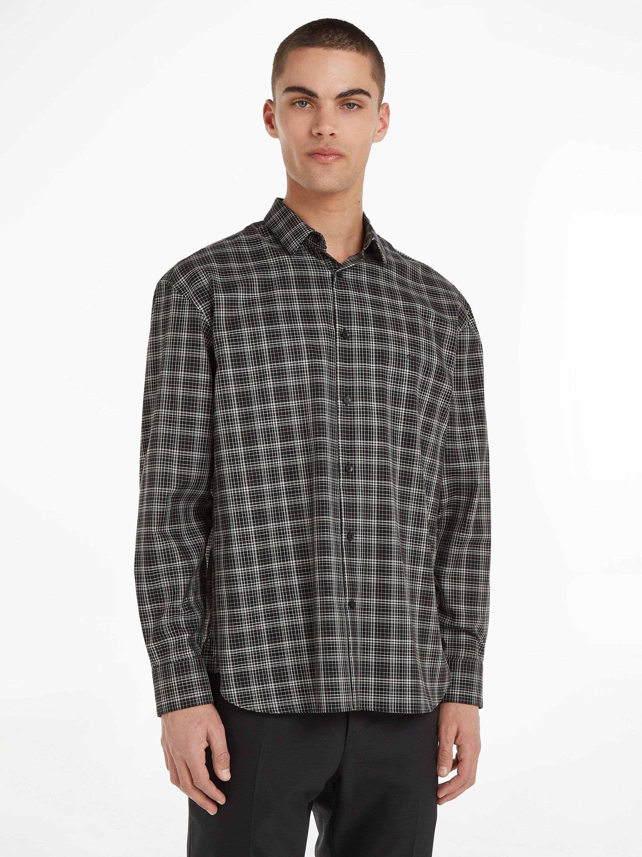 Calvin Klein Cotton Twill Check Shirt, Black/Multi