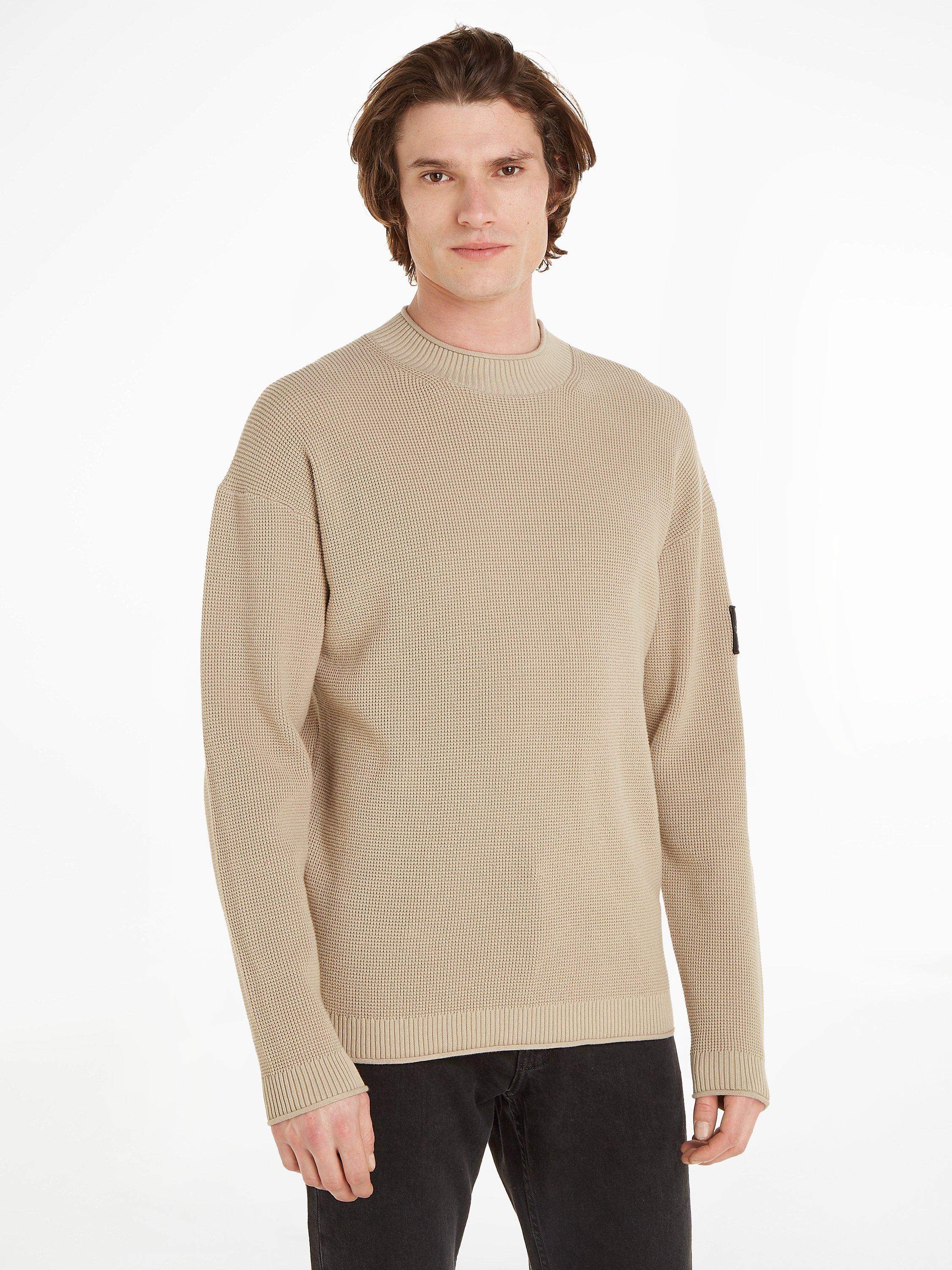 Calvin Klein Badge Logo Easy Sweater, Plaza Taupe