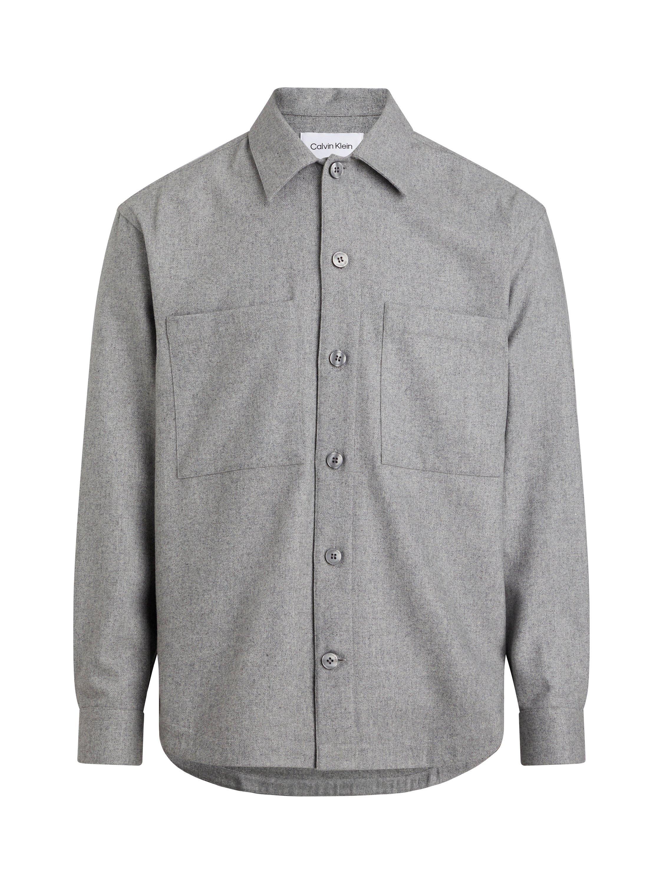 Calvin Klein Wool Blend Overshirt, Light Grey