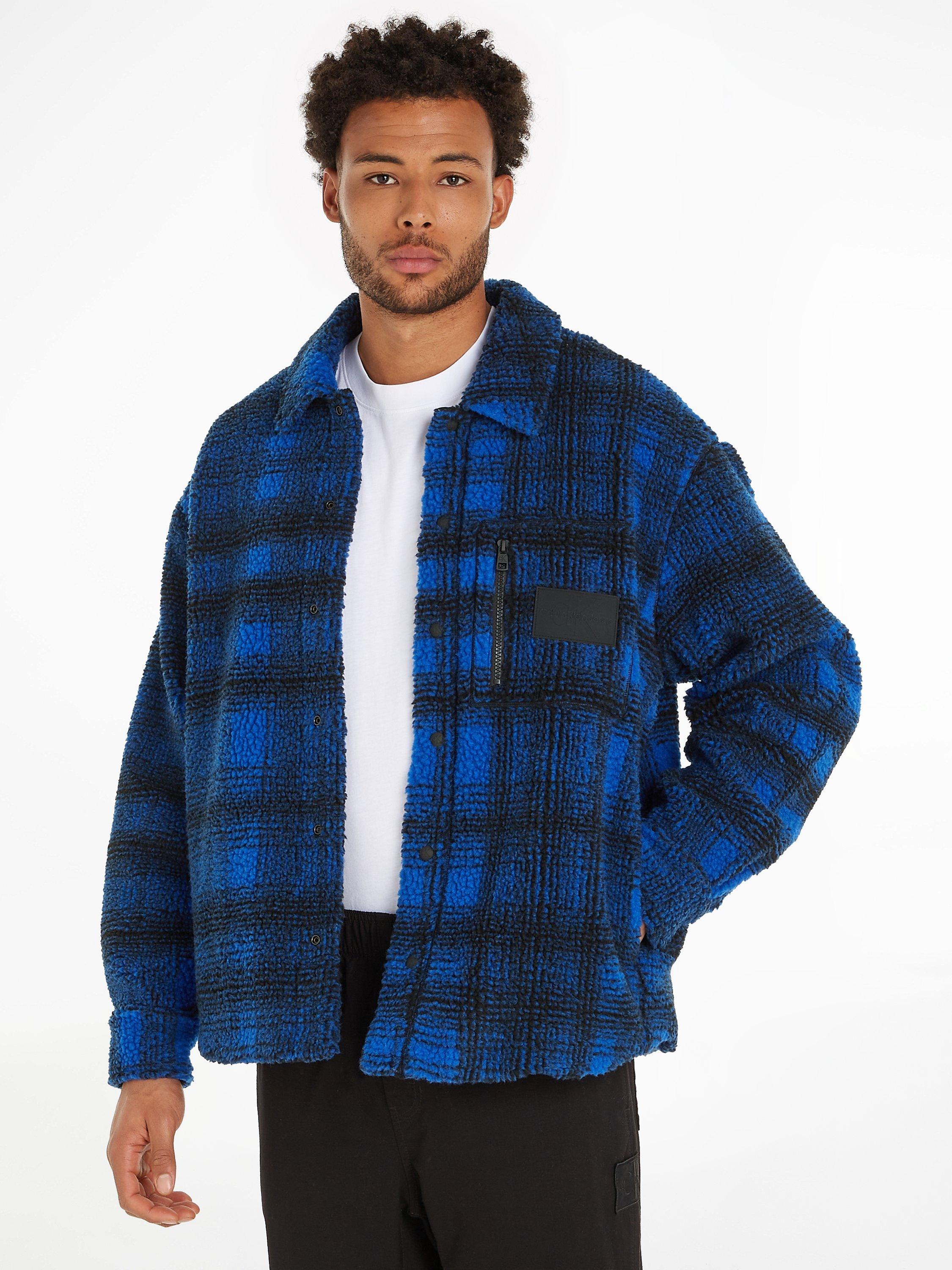 Calvin Klein Jeans Oversized Check Overshirt, Blue/Black