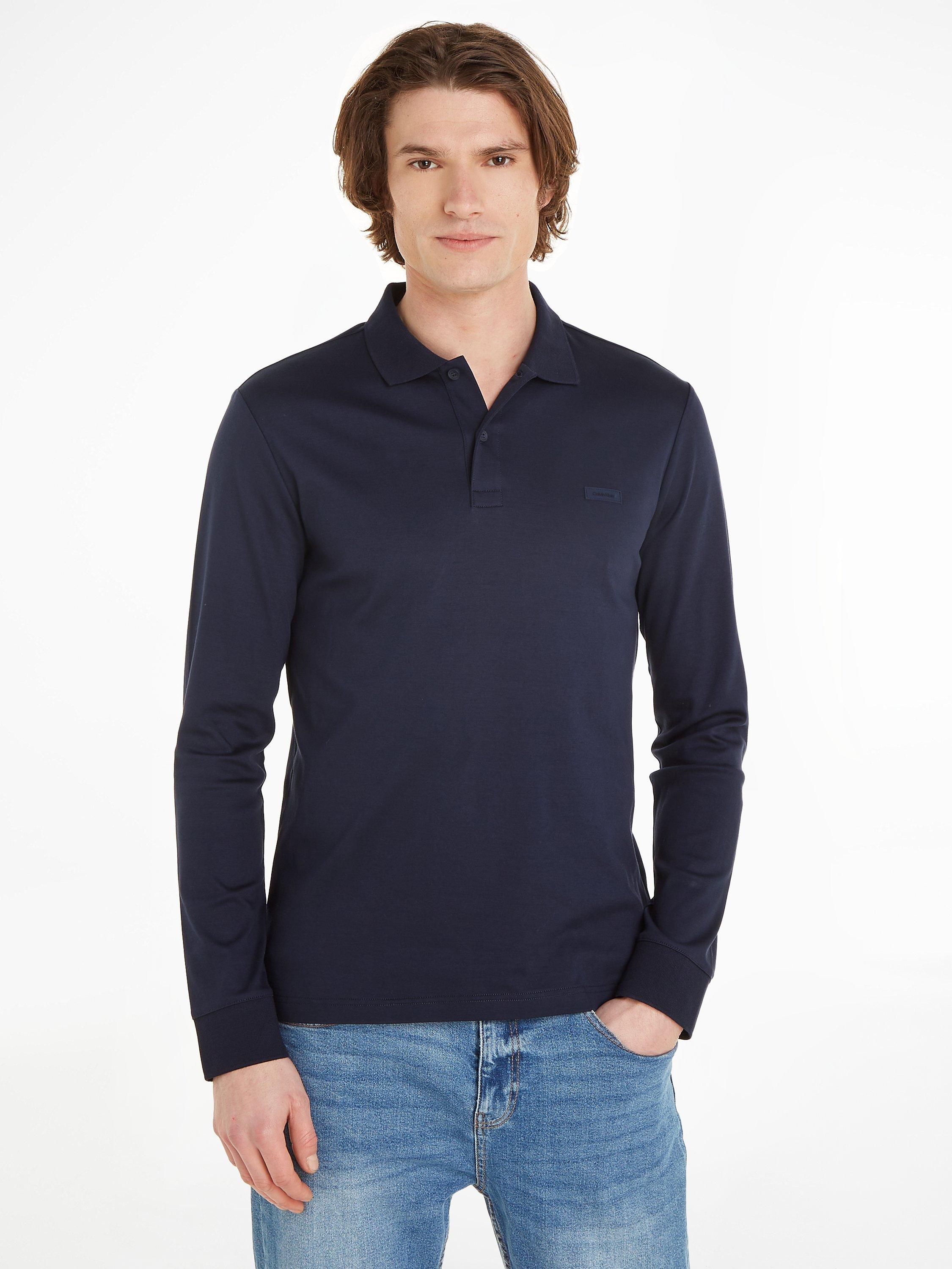 Calvin Klein Slim Fit Long Sleeve Polo Shirt, Night Sky