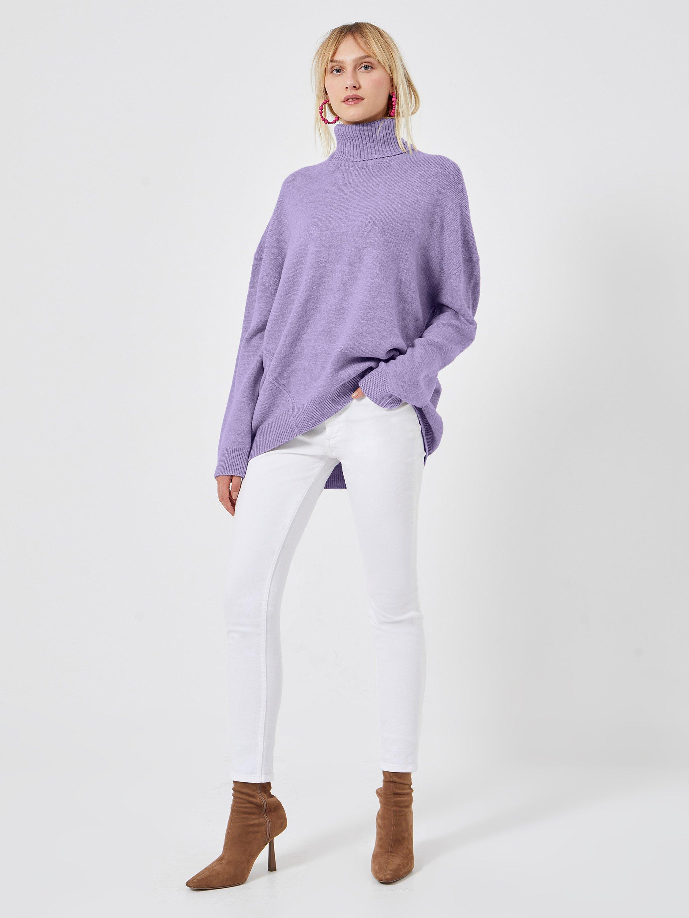 French Connection Babysoft Forward Seam Roll Neck Jumper, Violet Storm