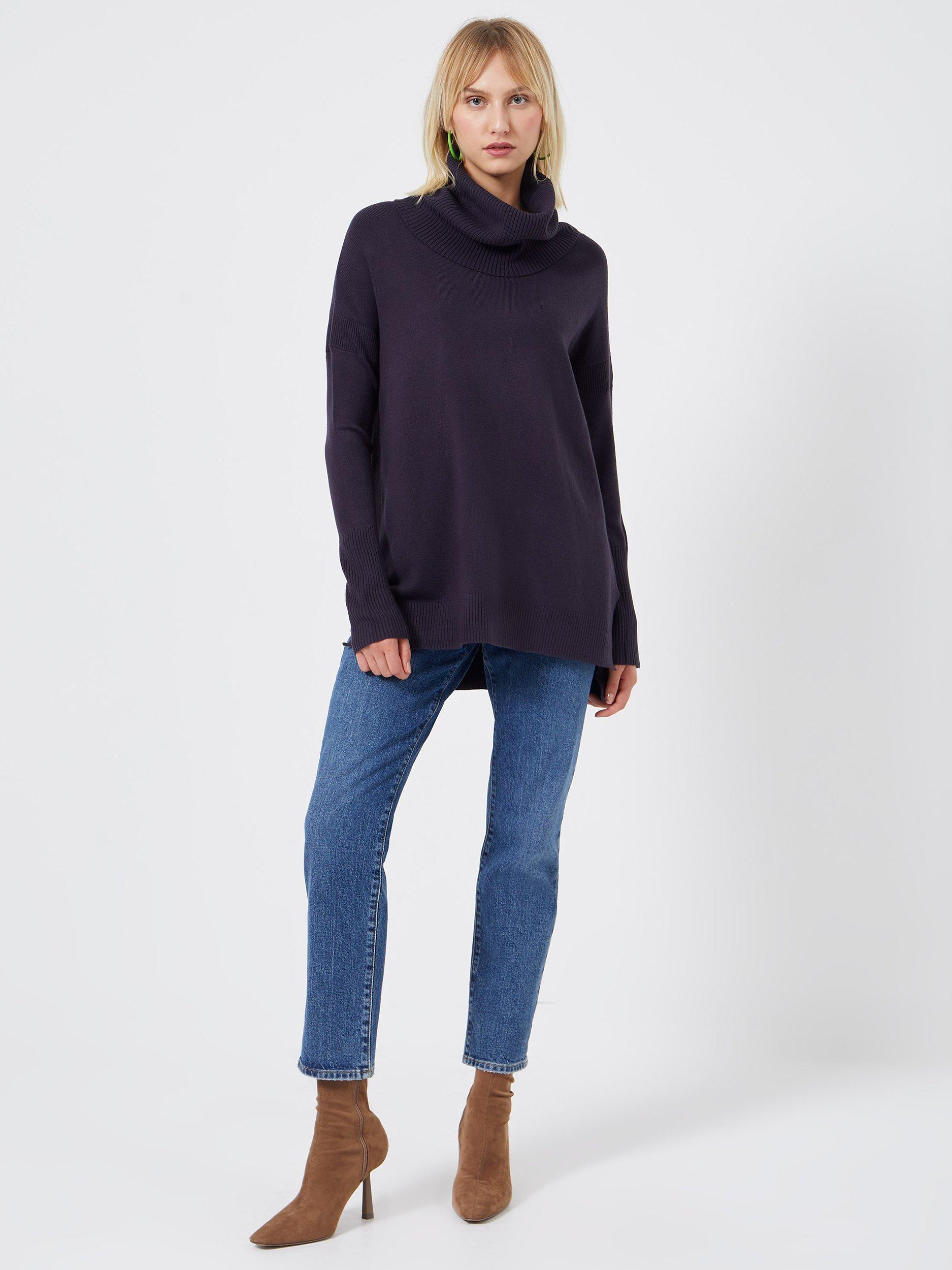 French Connection Babysoft Stem Hem Cowl Neck Jumper, Utility Blue