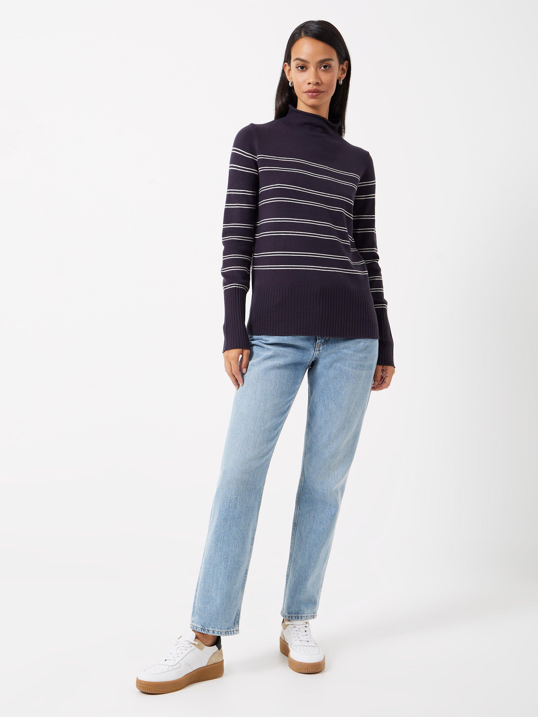 French Connection Babysoft Stripe Jumper, Navy/Classic Cream