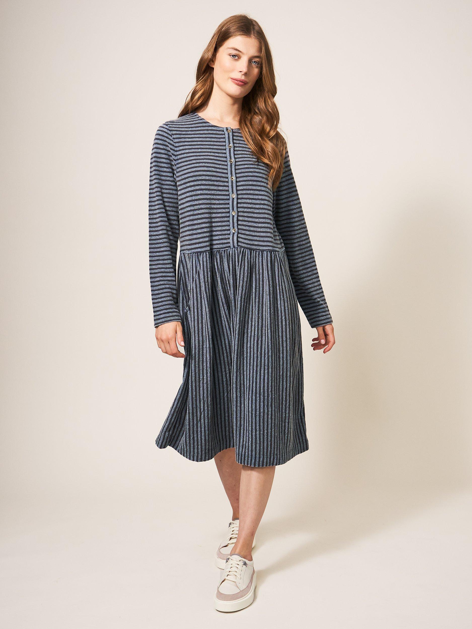 White Stuff Marsia Stripe Cotton Jersey Dress, Multi