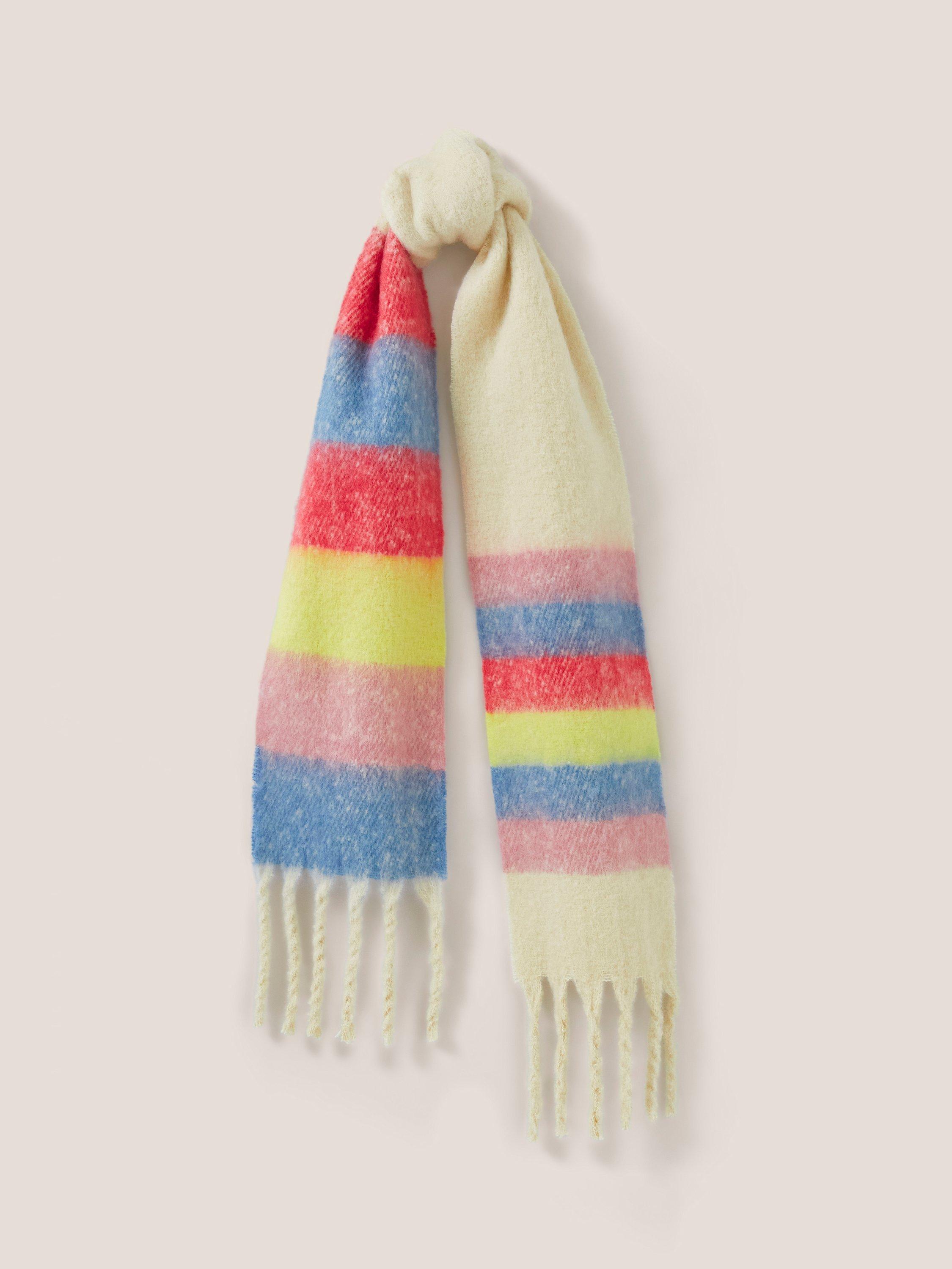 White Stuff Shelly Skinny Brushed Stripe Scarf, Natural/Multi, One Size