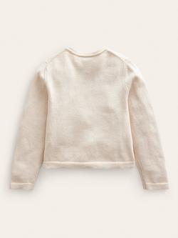 Mini Boden Kids' Pointelle Cotton Cardigan - view 2, Ecru