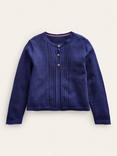 Mini Boden Kids' Pointelle Cotton Cardigan, College Navy