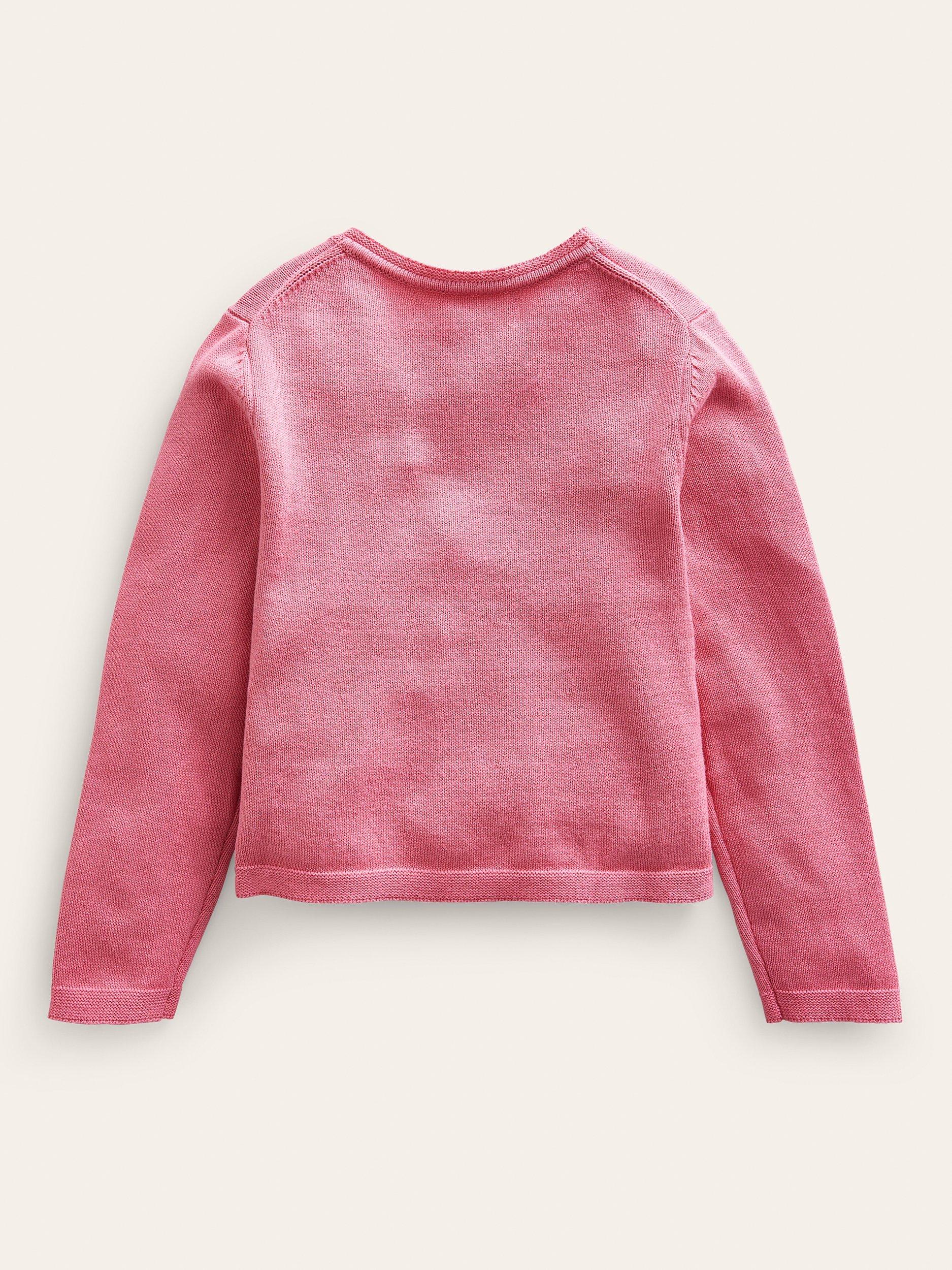 Product image 2 of 3, which shows Mini Boden Kids' Pointelle Cotton Cardigan, Formica Pink, 12-18 months