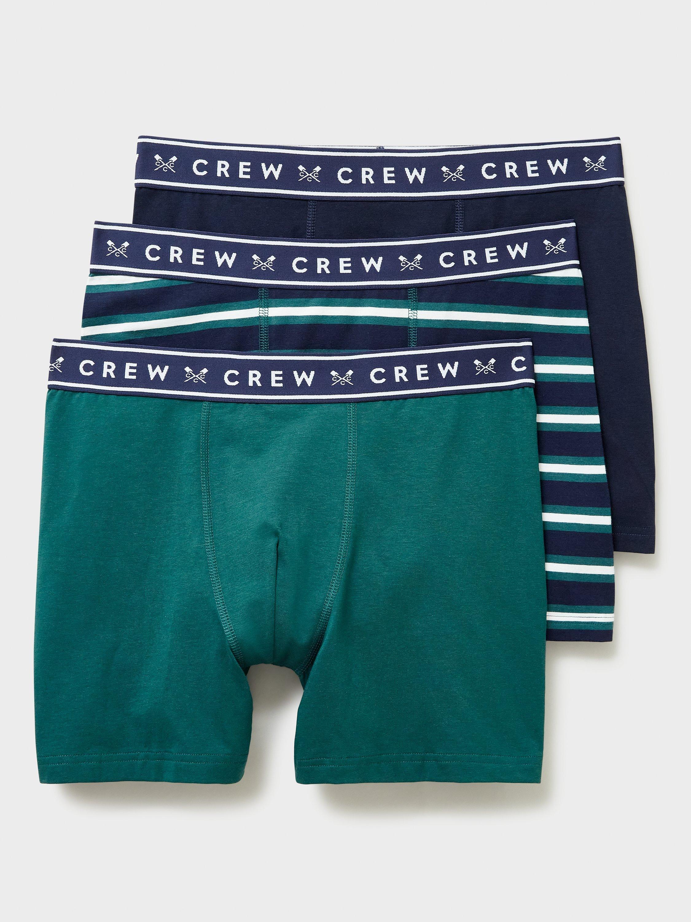 Crew Clothing Cotton Boxers, Pack of 3, Emerald Green