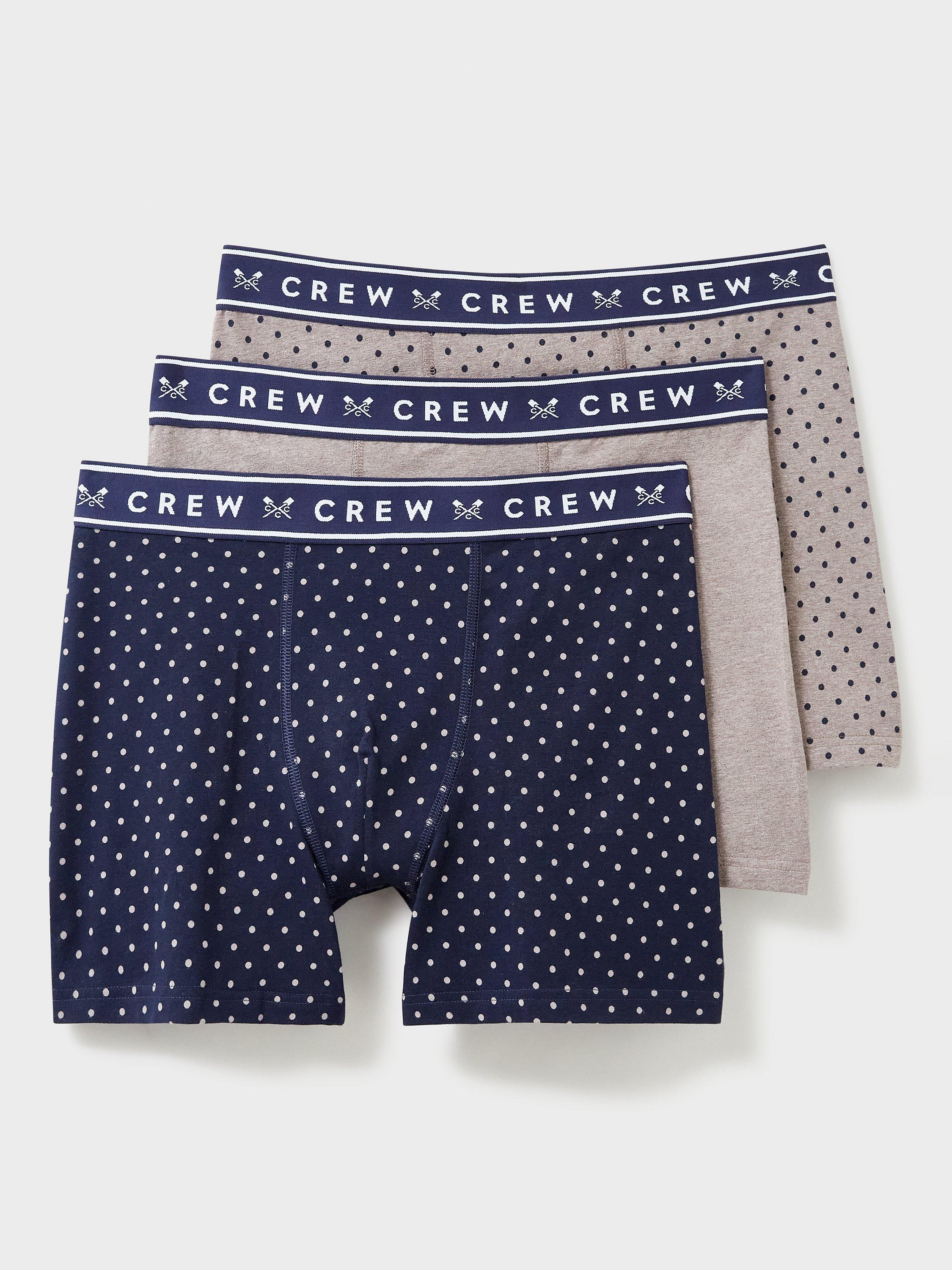 Crew Clothing Cotton Boxers, Pack of 3, Graphite Grey