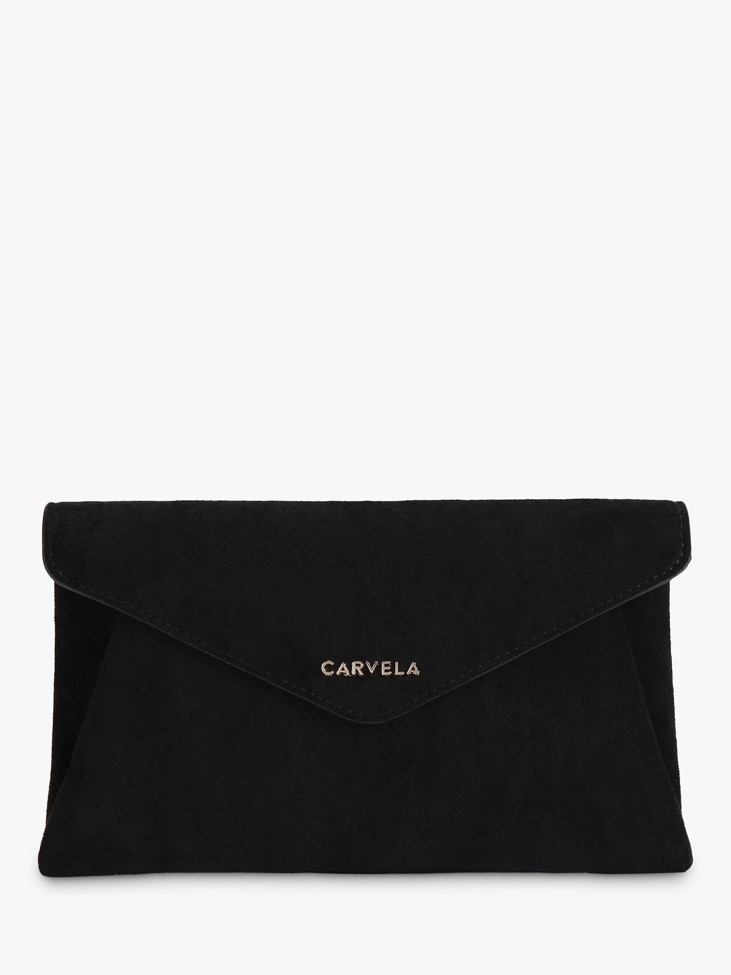 Carvela Megan Suede Envelope Clutch Bag Black One Size