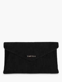 Carvela Megan Suede Envelope Clutch Bag, Black, Black