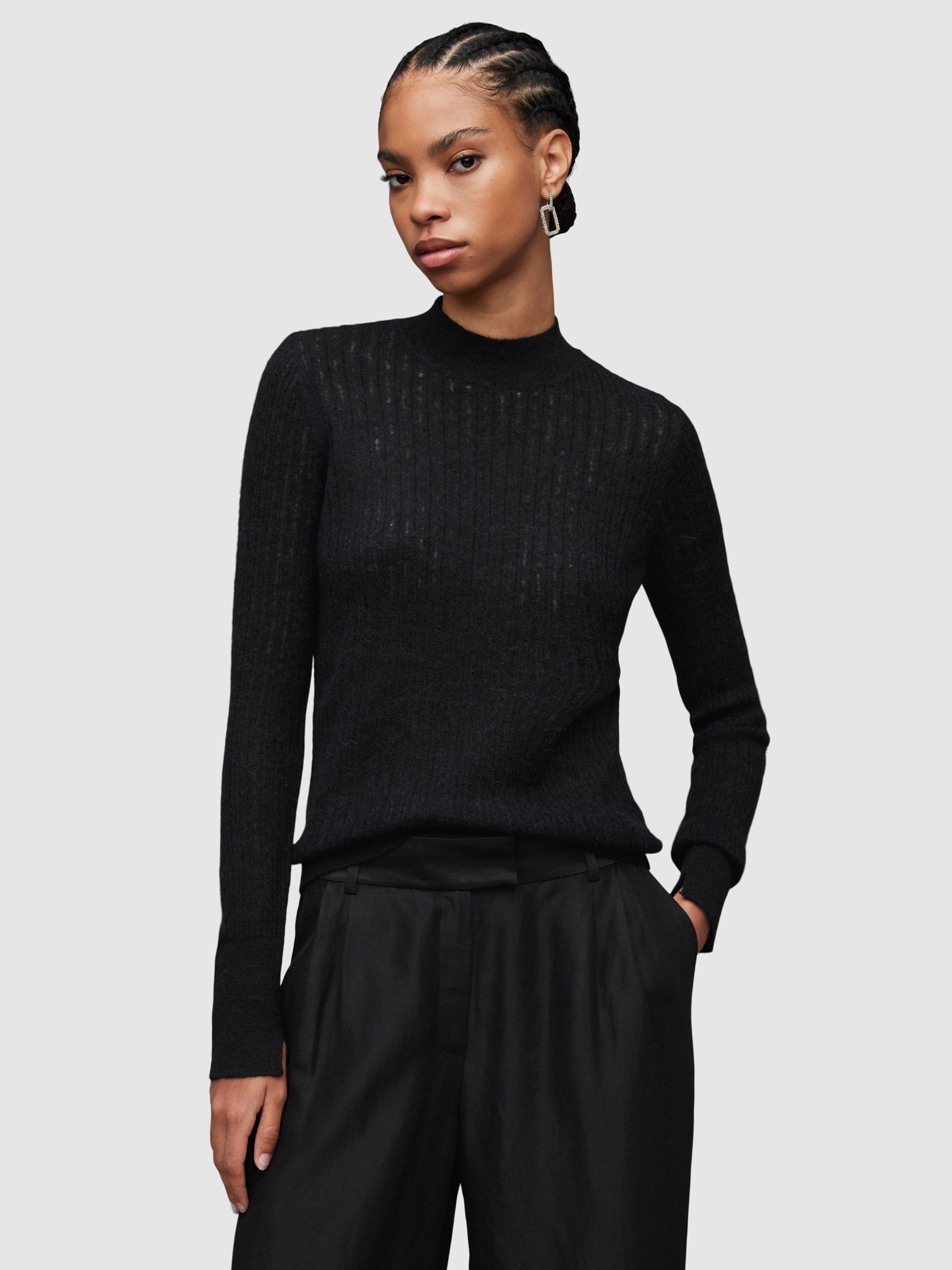 AllSaints Abi Funnel Neck Jumper, Black