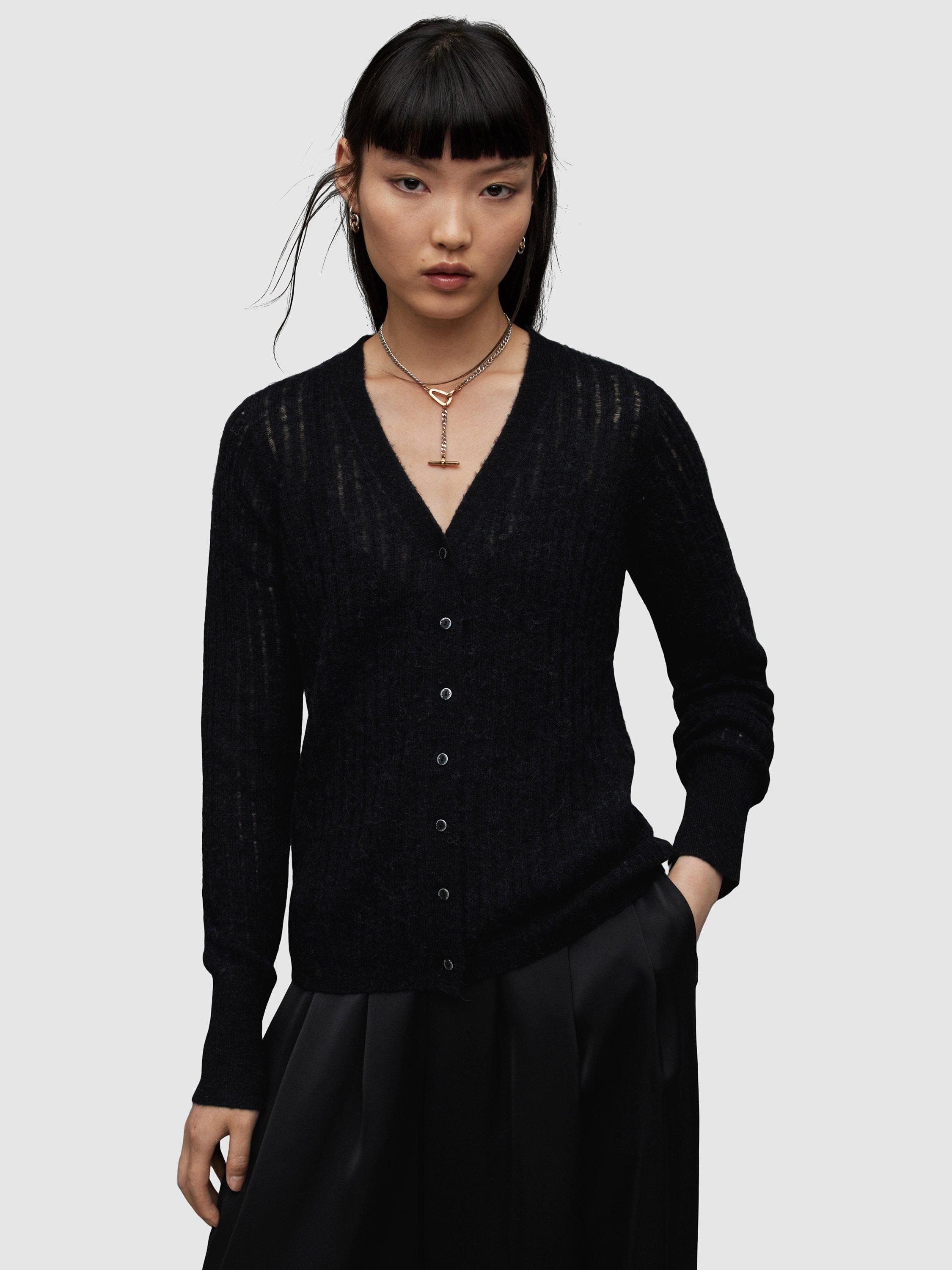 AllSaints Abi Wool Blend Cardigan, Black
