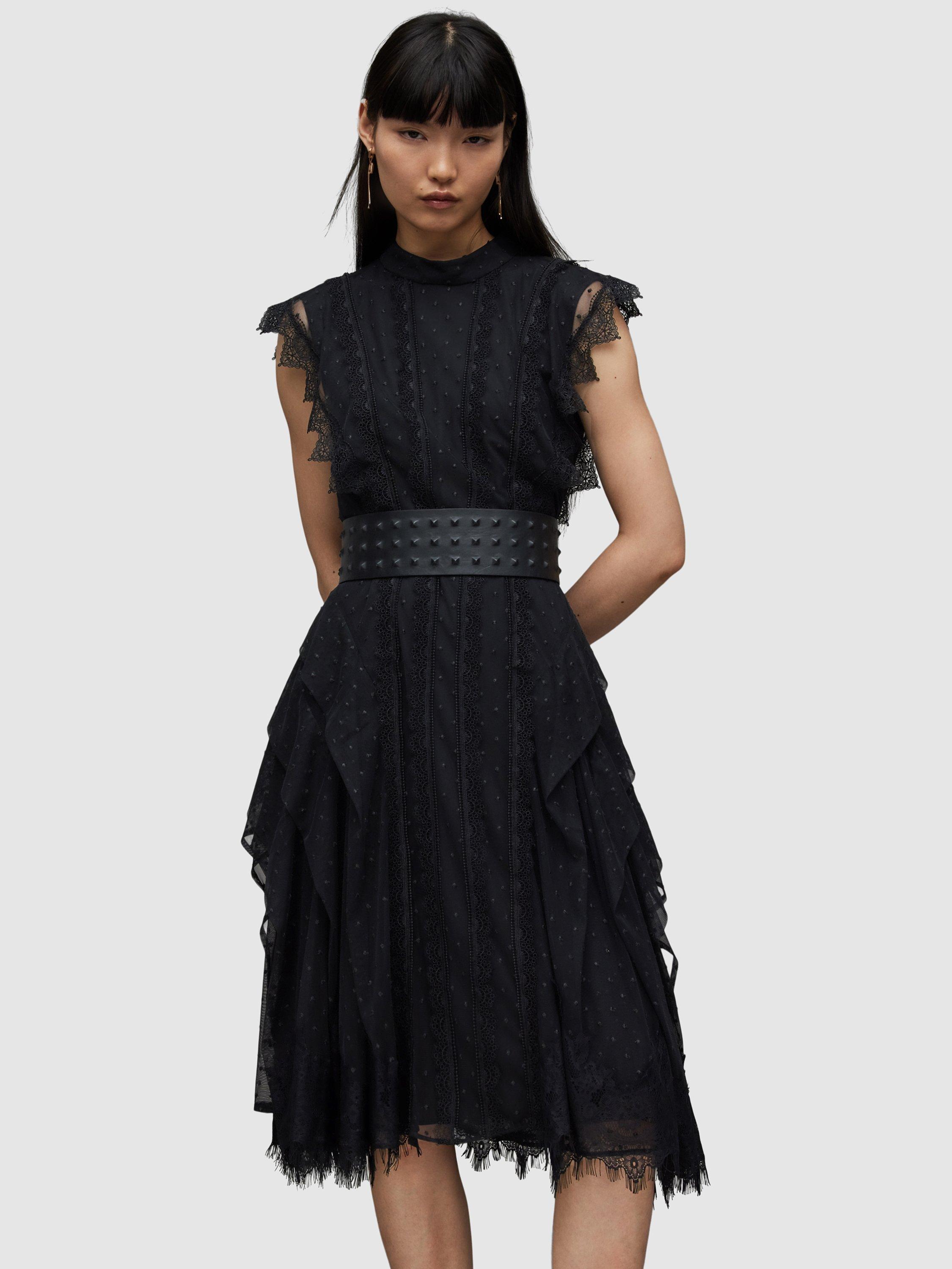 AllSaints Freya Lace Dress, Black