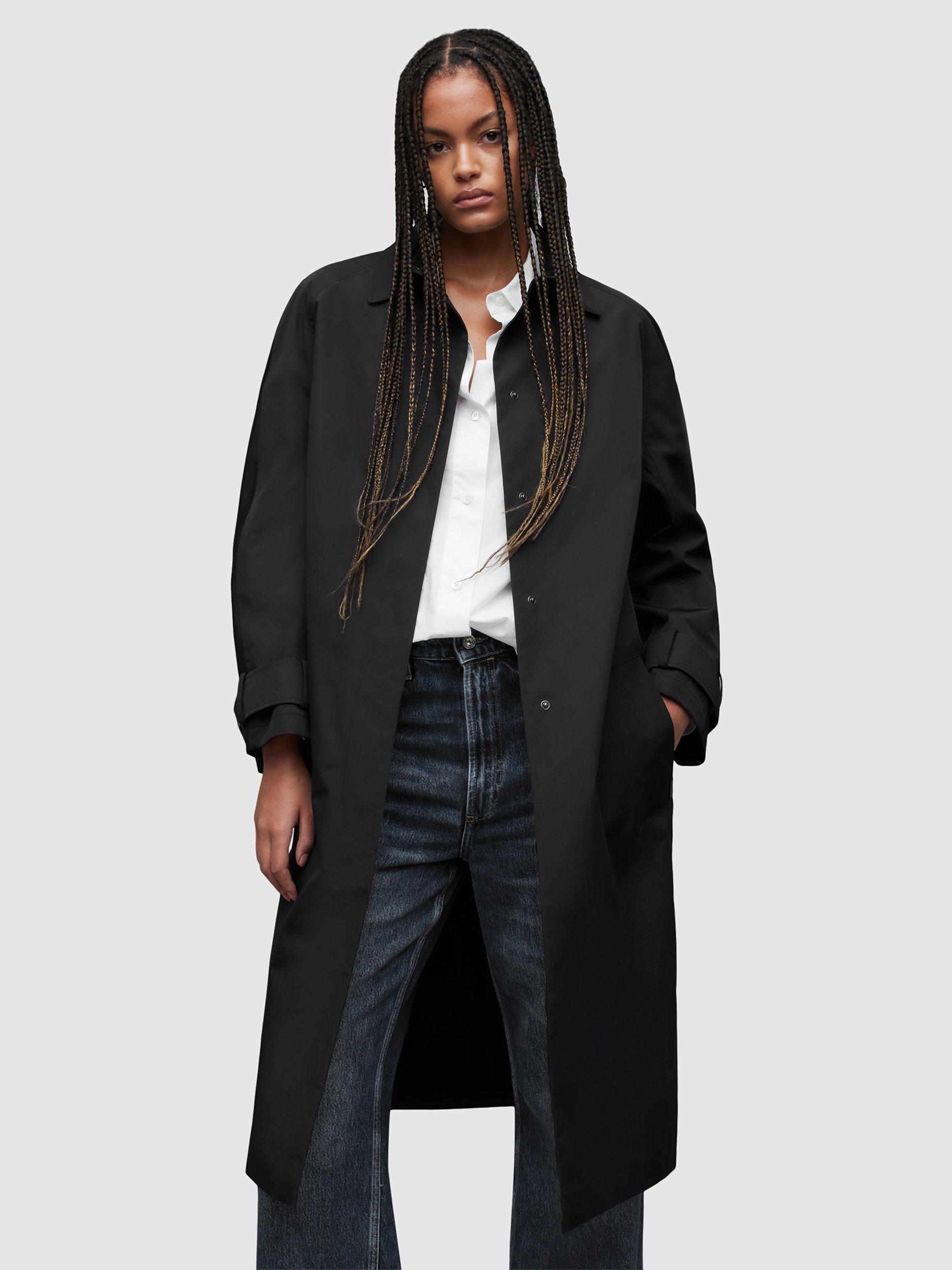 AllSaints Ashtina Longline Trench Coat, Black