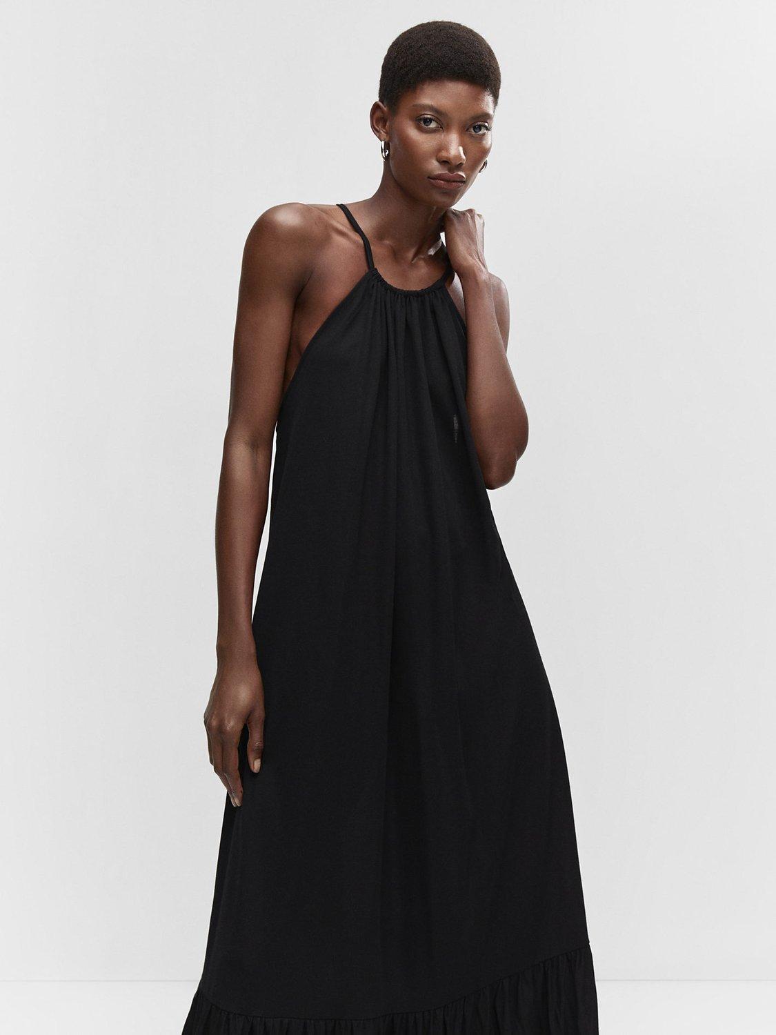 Mango Holly Halterneck Maxi Dress, Black