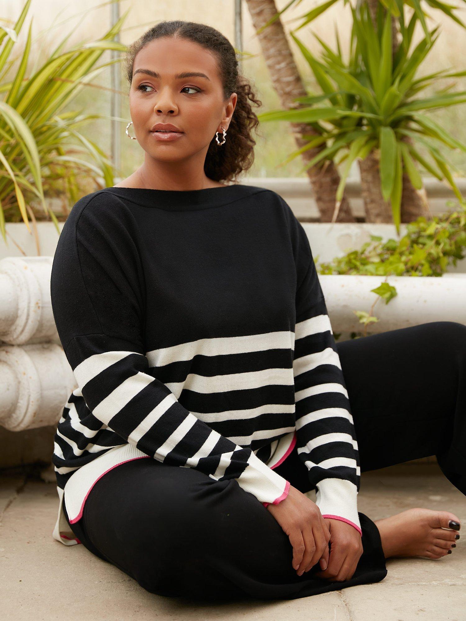 White jumper with black stripes sales